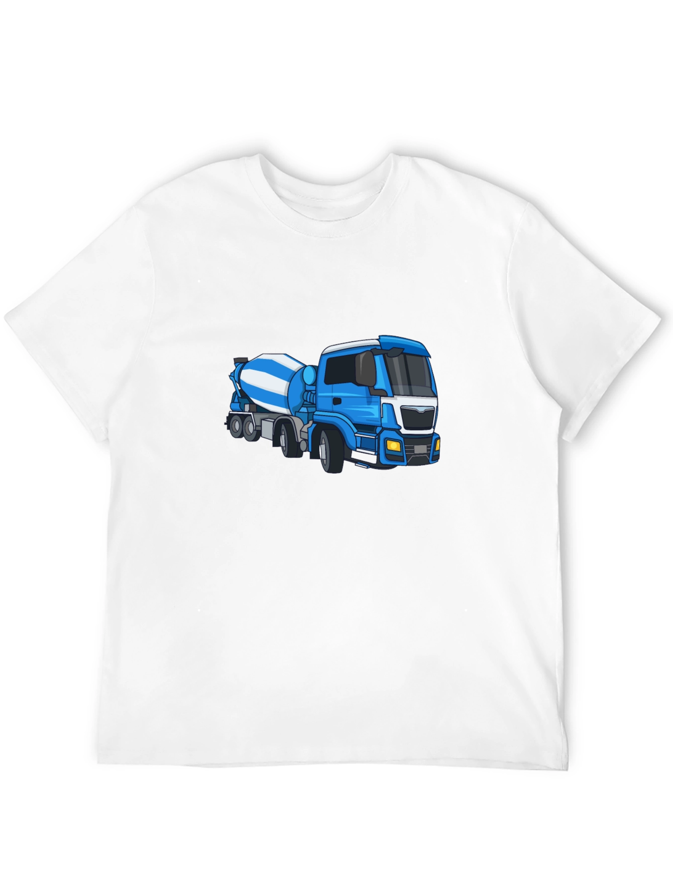 Black Tee with Blue Cement Mixer Truck Graphic