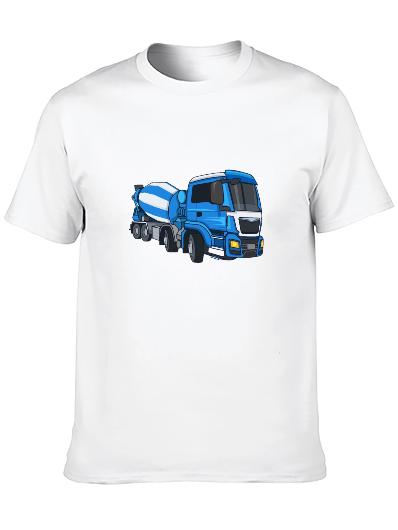 Black Tee with Blue Cement Mixer Truck Graphic