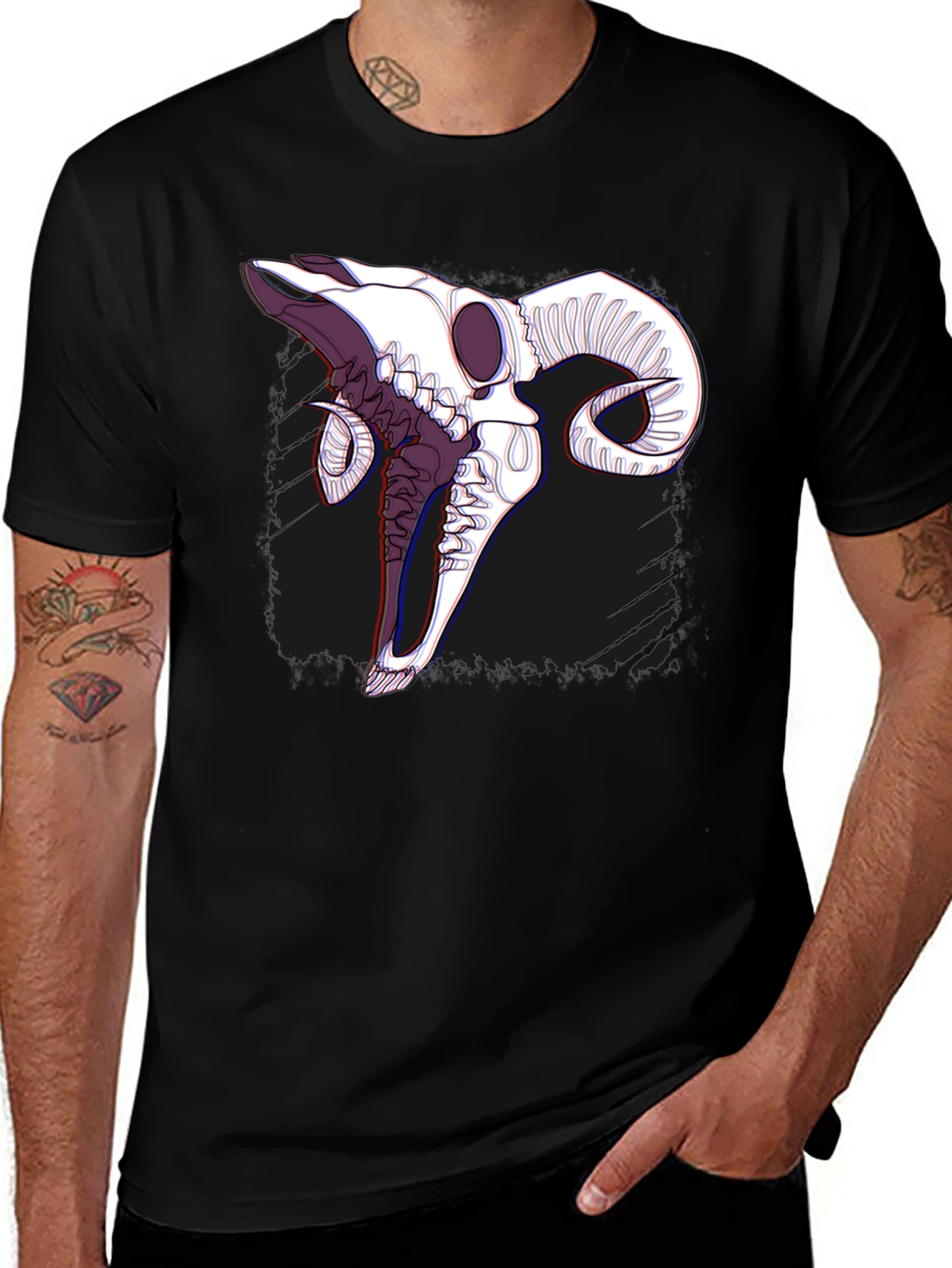 Ram Skull Graphic Black T-Shirt