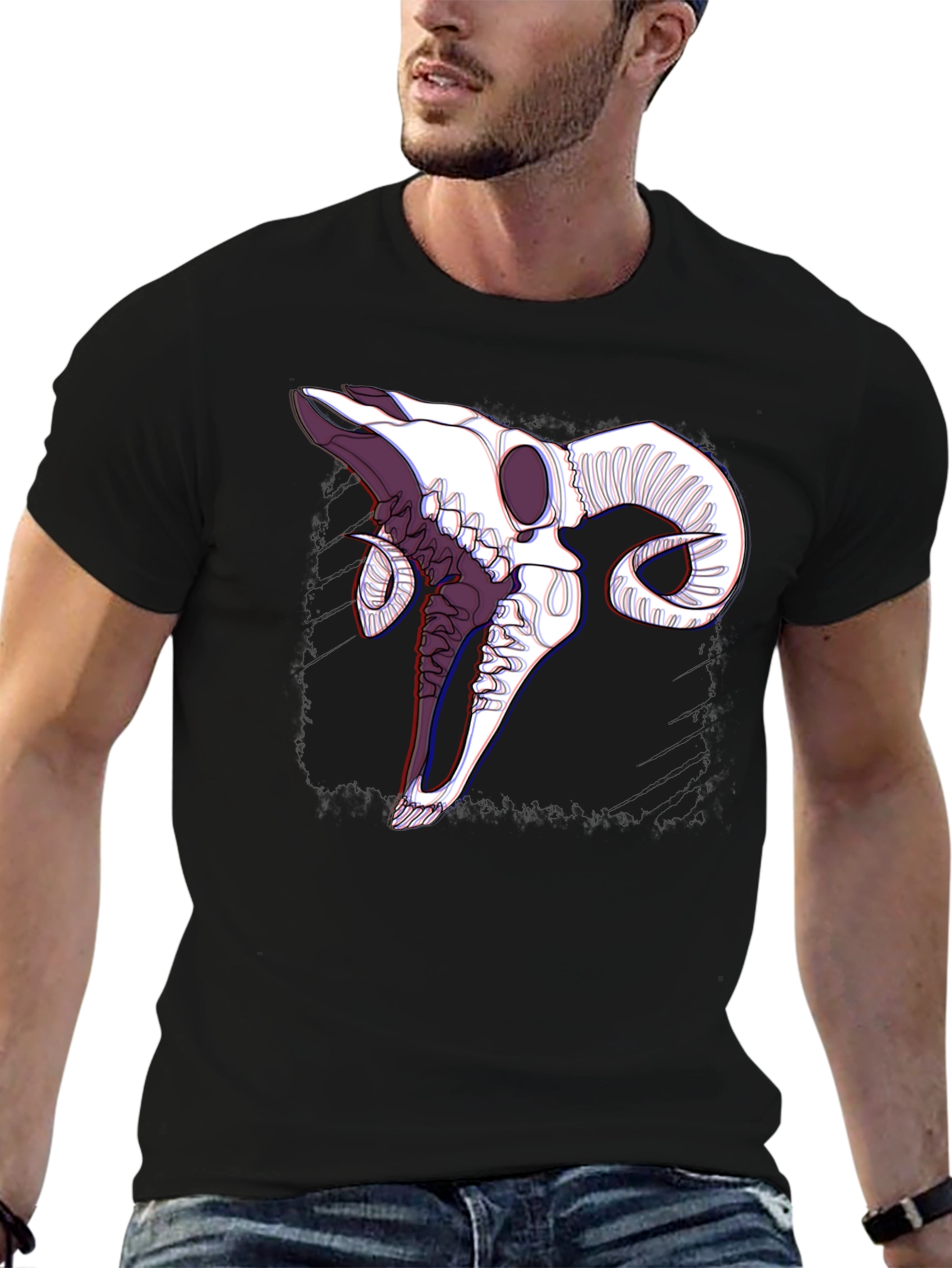 Ram Skull Graphic Black T-Shirt