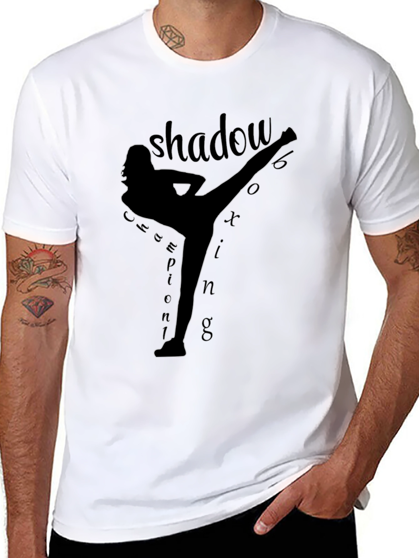 Shadow Boxing Graphic Tee - Martial Arts Silhouette