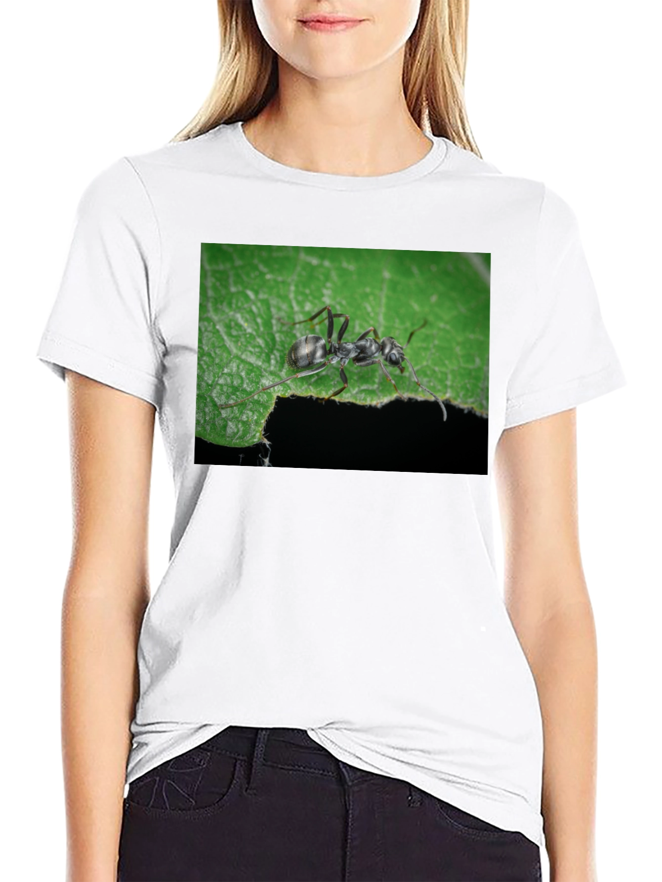 Ant on Leaf Graphic Tee - Nature Lovers T-Shirt
