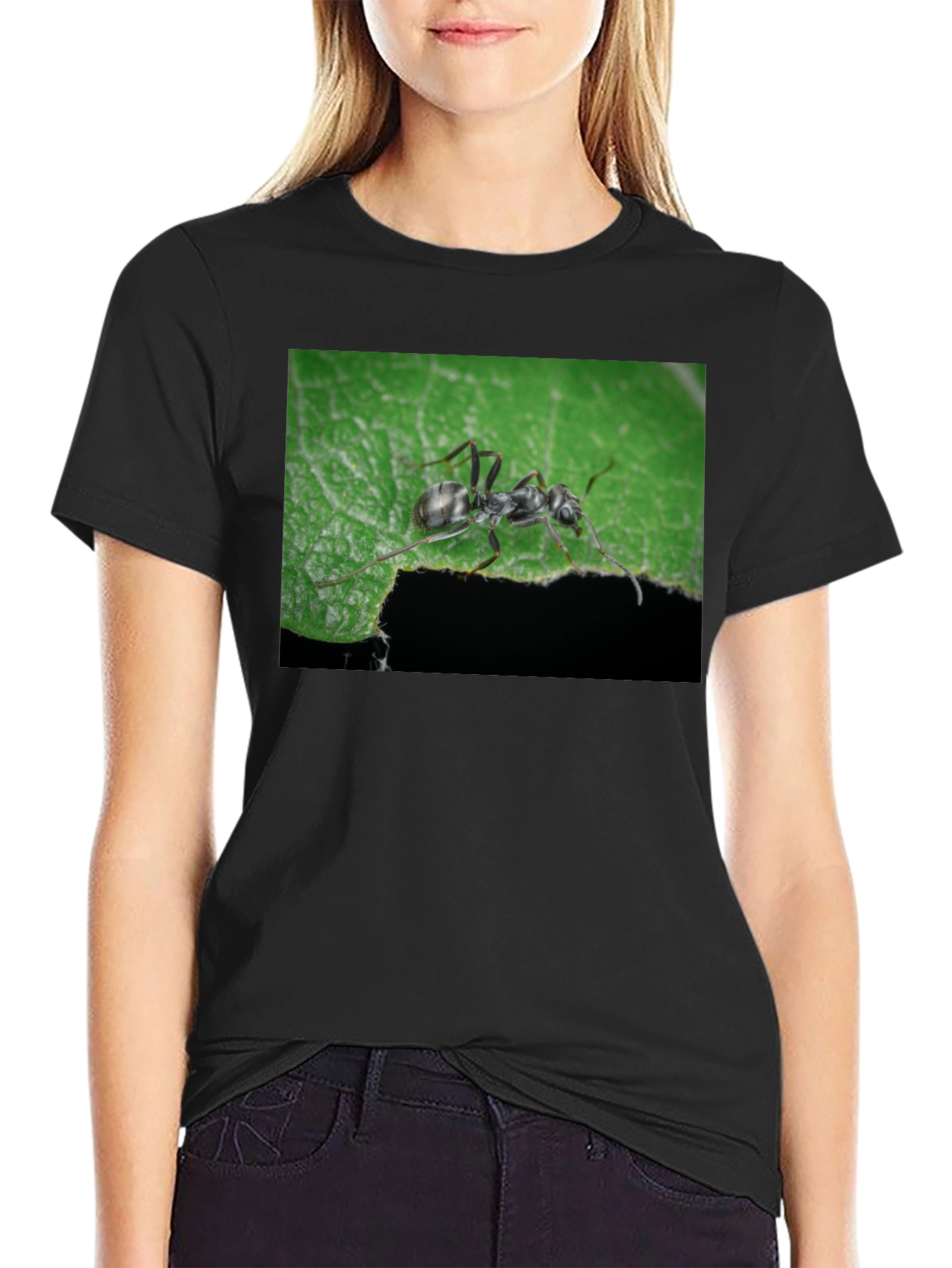 Ant on Leaf Graphic Tee - Nature Lovers T-Shirt