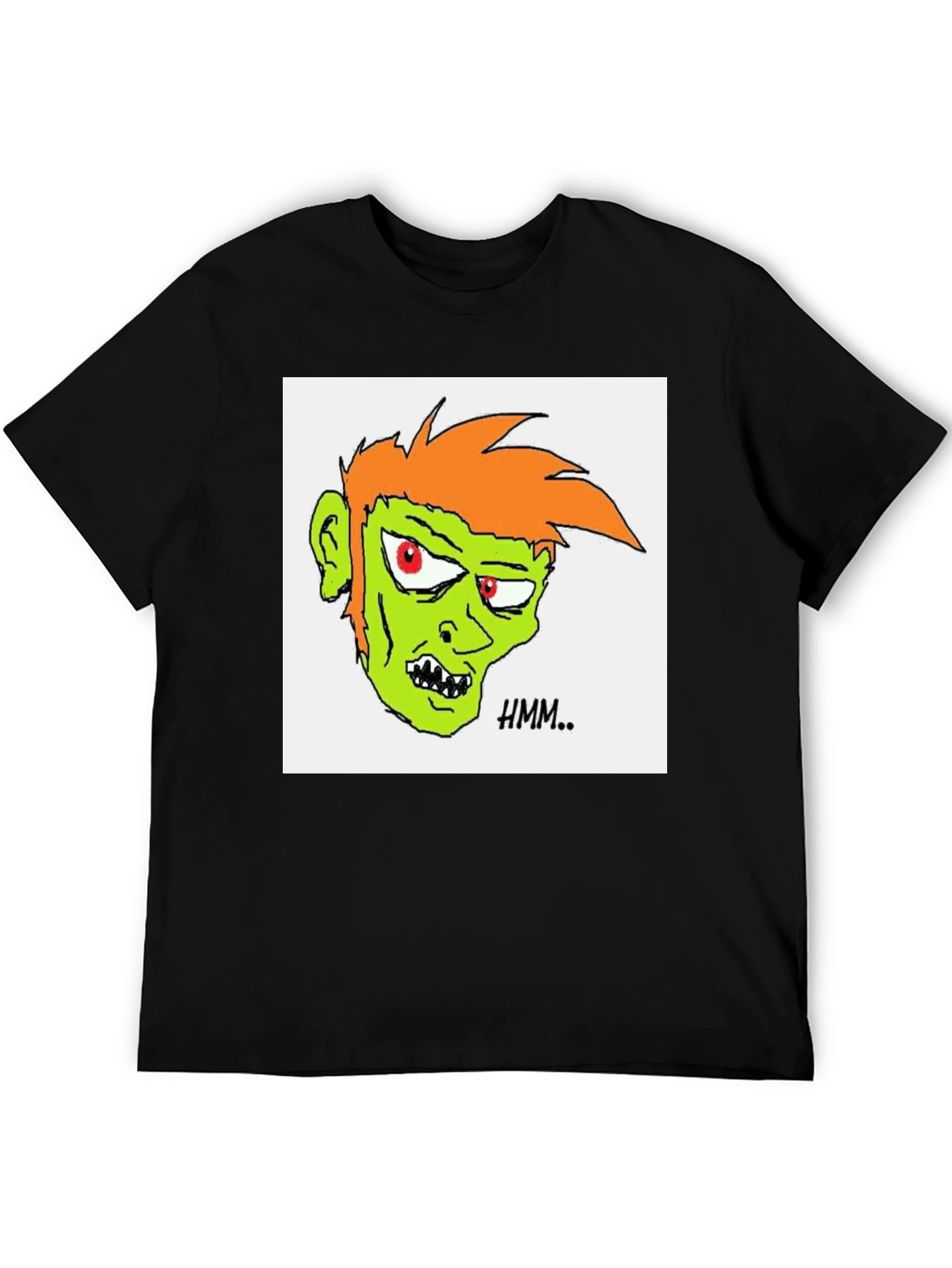 Hmm.. Zombie Head Black T-Shirt