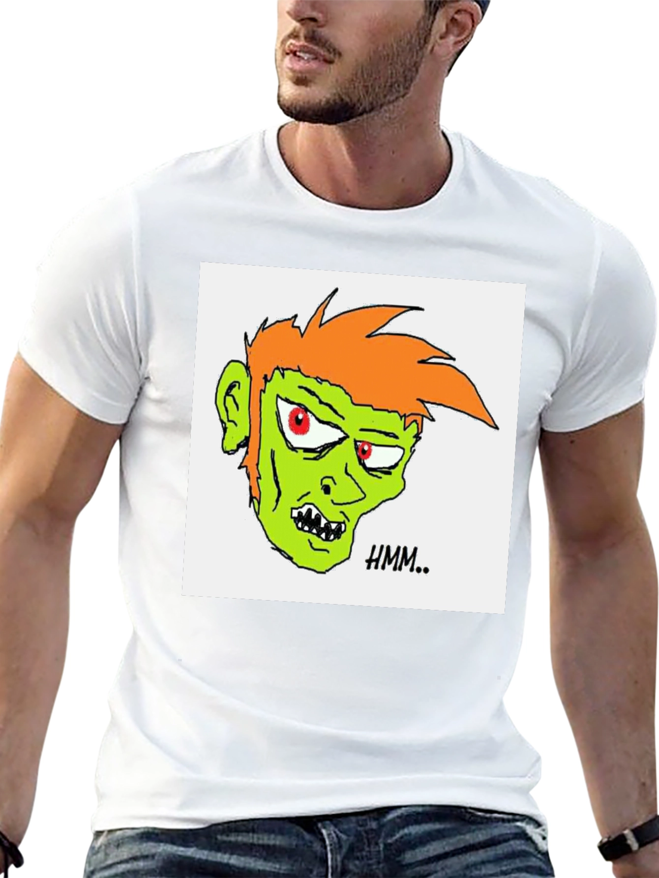 Hmm.. Zombie Head Black T-Shirt