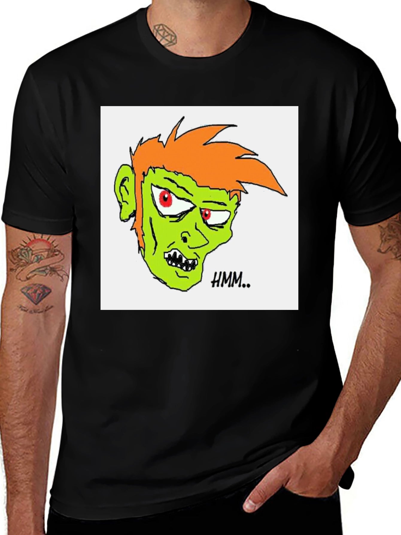 Hmm.. Zombie Head Black T-Shirt