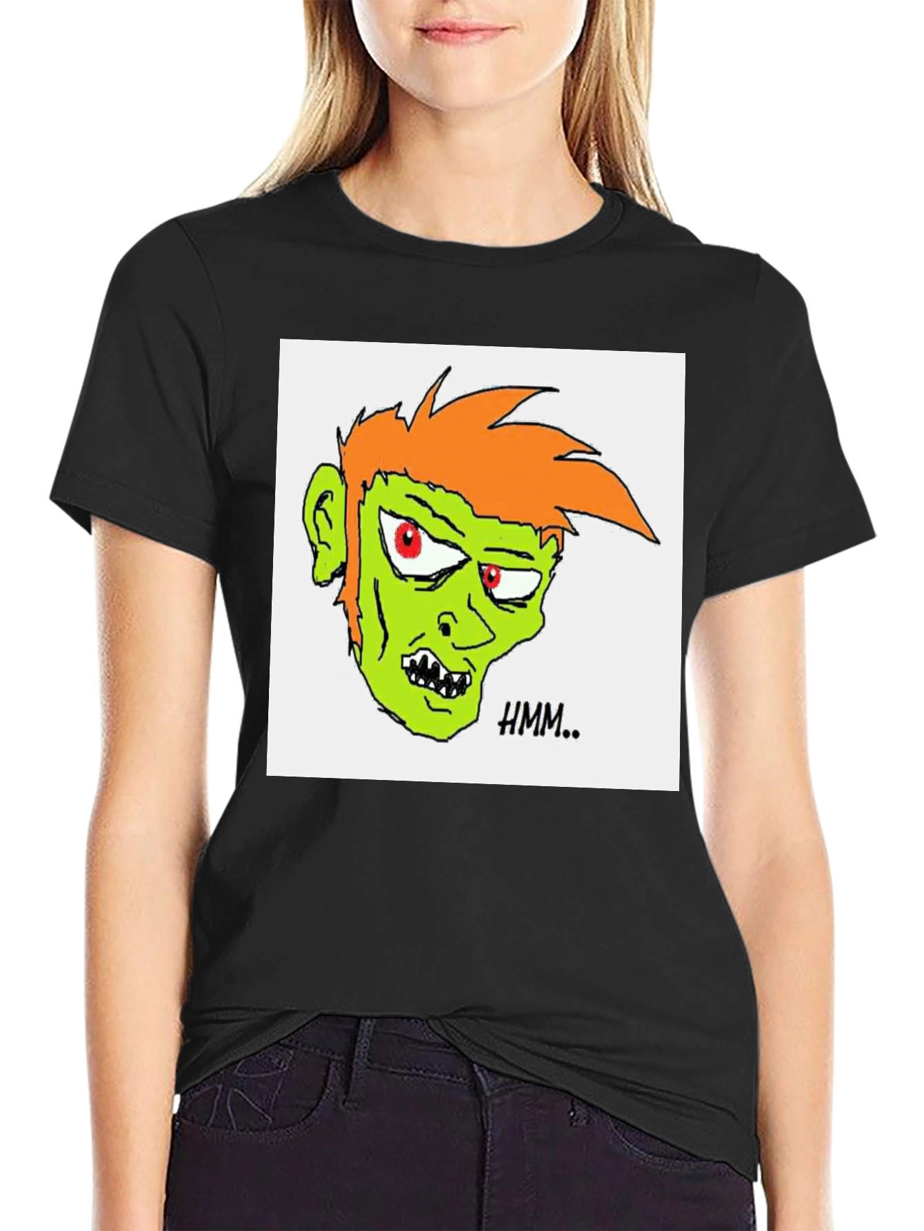 Hmm.. Zombie Head Black T-Shirt