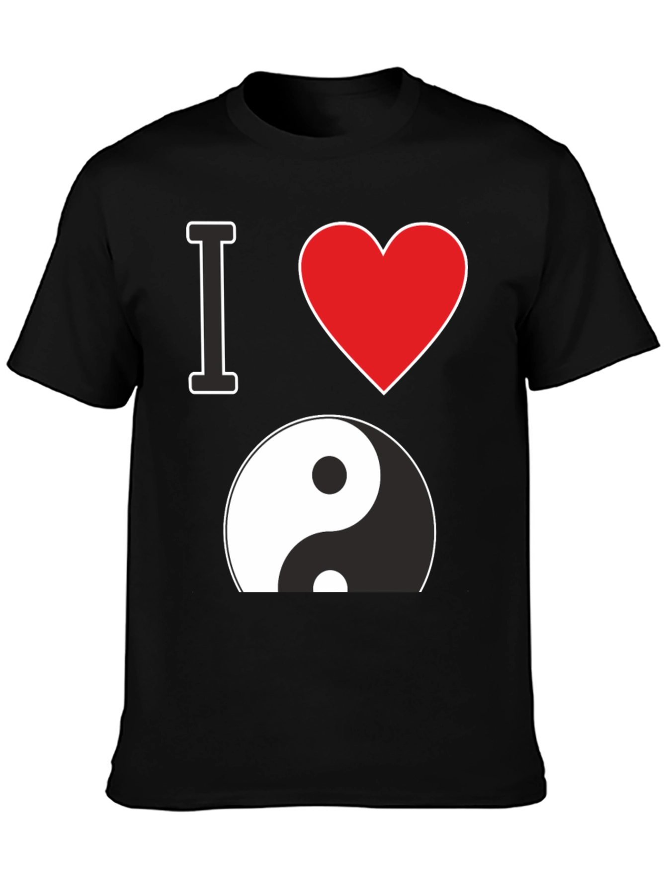 I Love Yin Yang Graphic Black T-Shirt