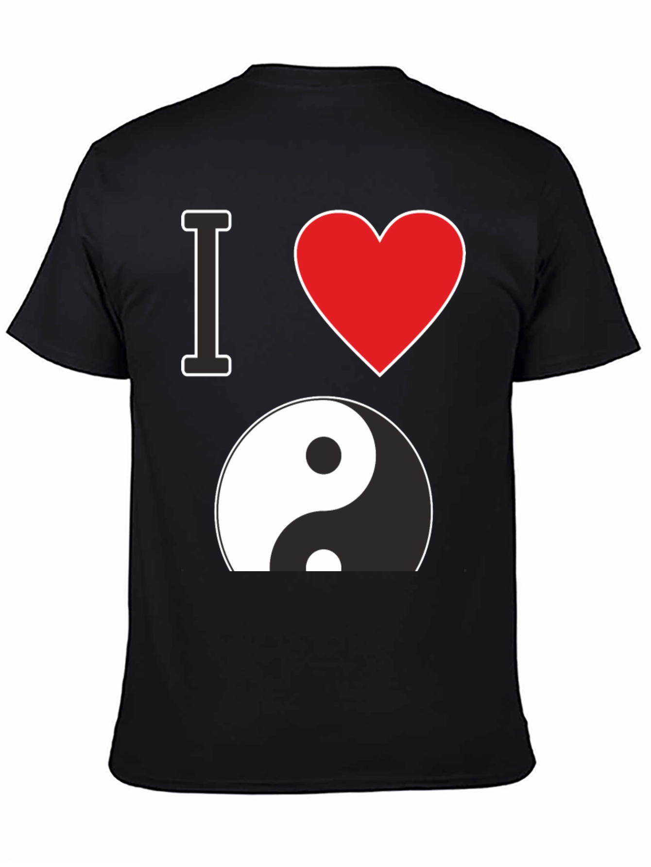 I Love Yin Yang Graphic Black T-Shirt