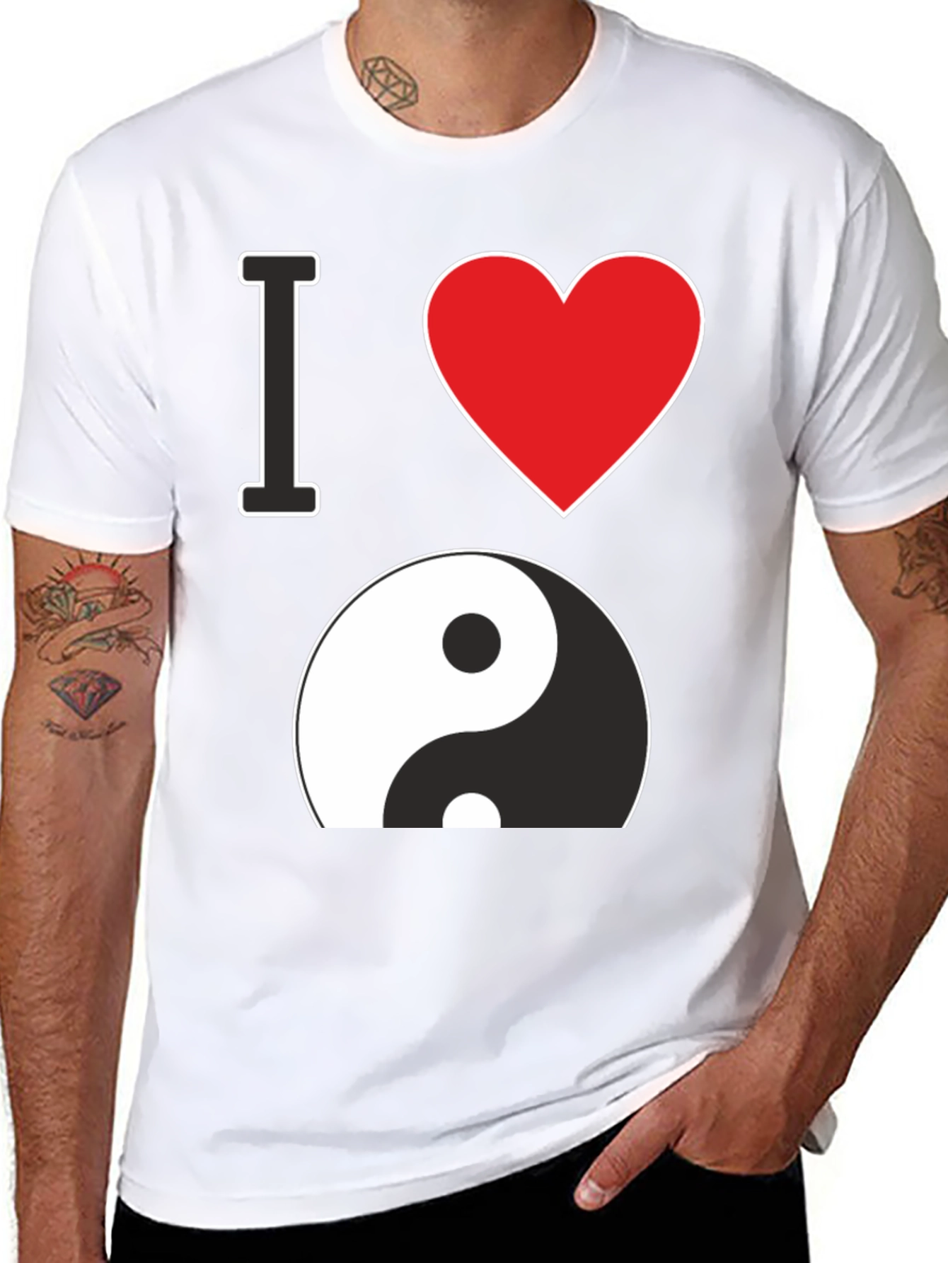 I Love Yin Yang Graphic Black T-Shirt