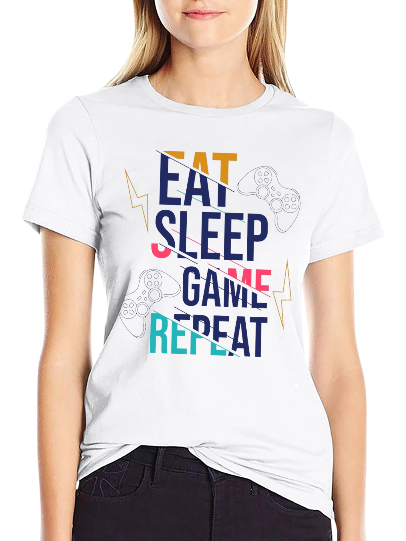 Eat Sleep Game Repeat Black T-Shirt