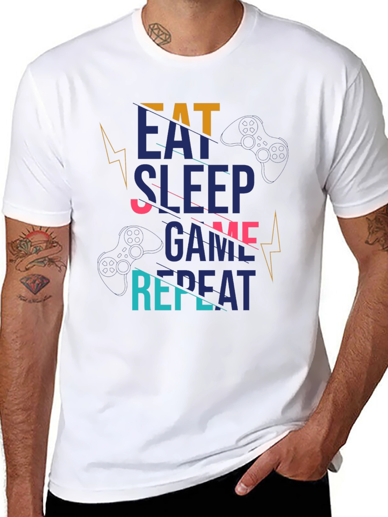 Eat Sleep Game Repeat Black T-Shirt