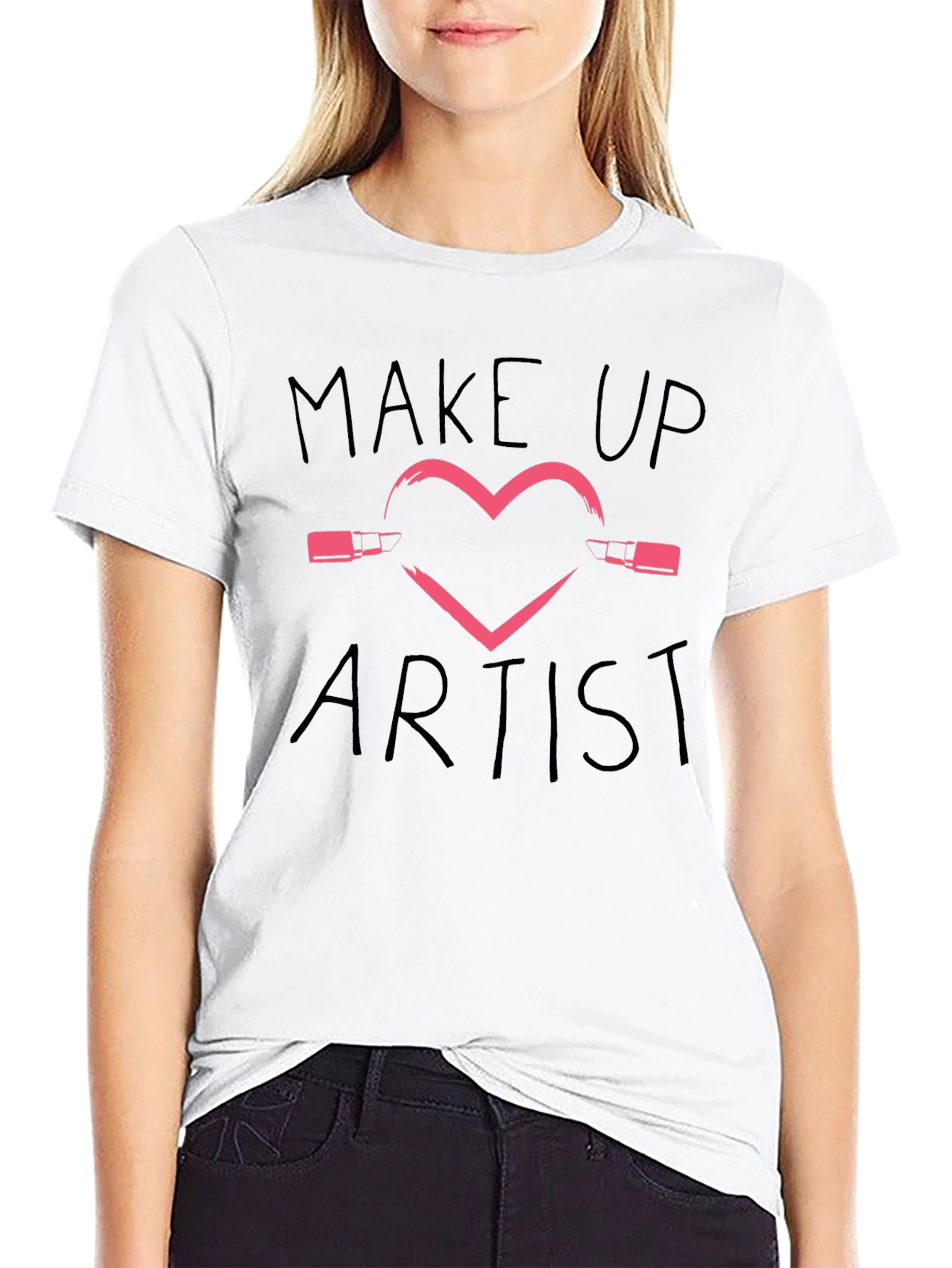 Makeup Artist T-Shirt | Heart Lipstick Design