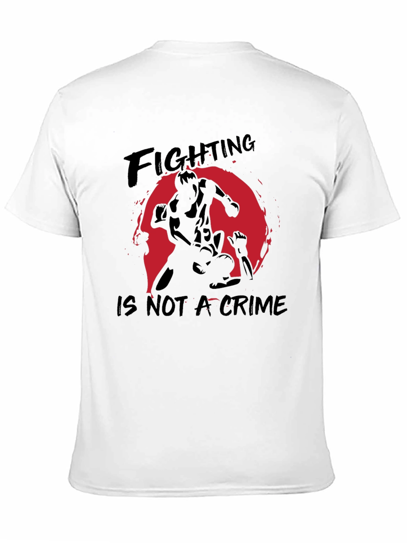 Fighting is Not a Crime Black Graphic T-Shirt