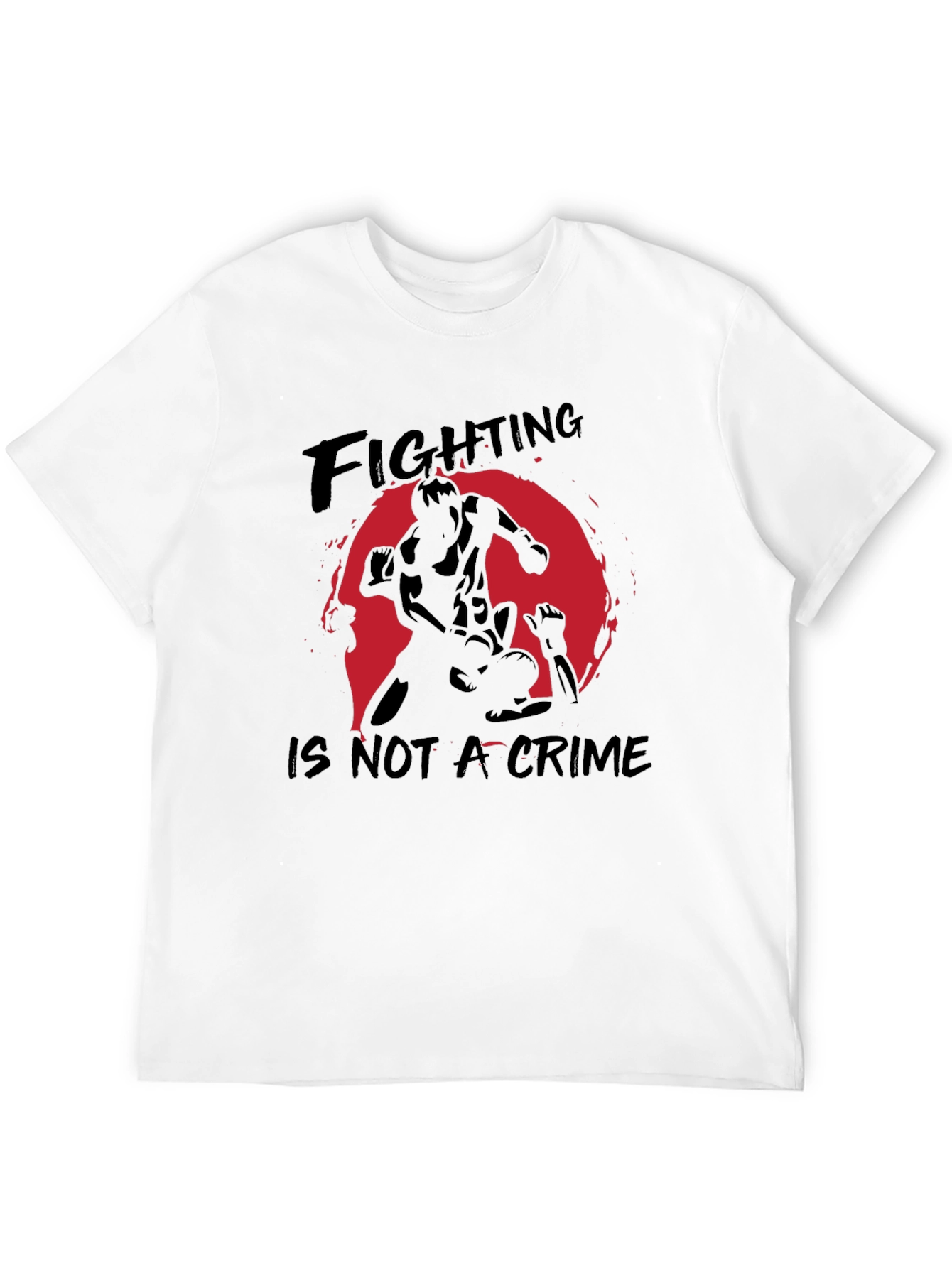 Fighting is Not a Crime Black Graphic T-Shirt