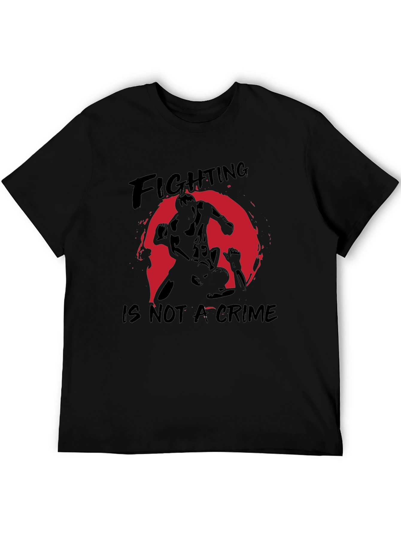 Fighting is Not a Crime Black Graphic T-Shirt