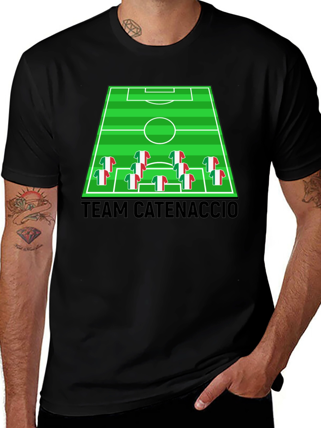 Team Catenaccio Soccer Strategy Black T-Shirt