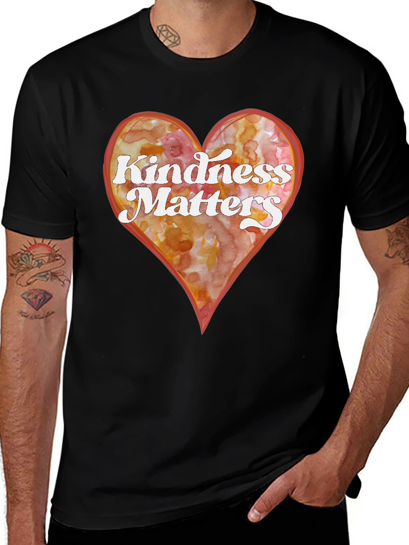 Kindness Matters Heart Graphic Tee - Black