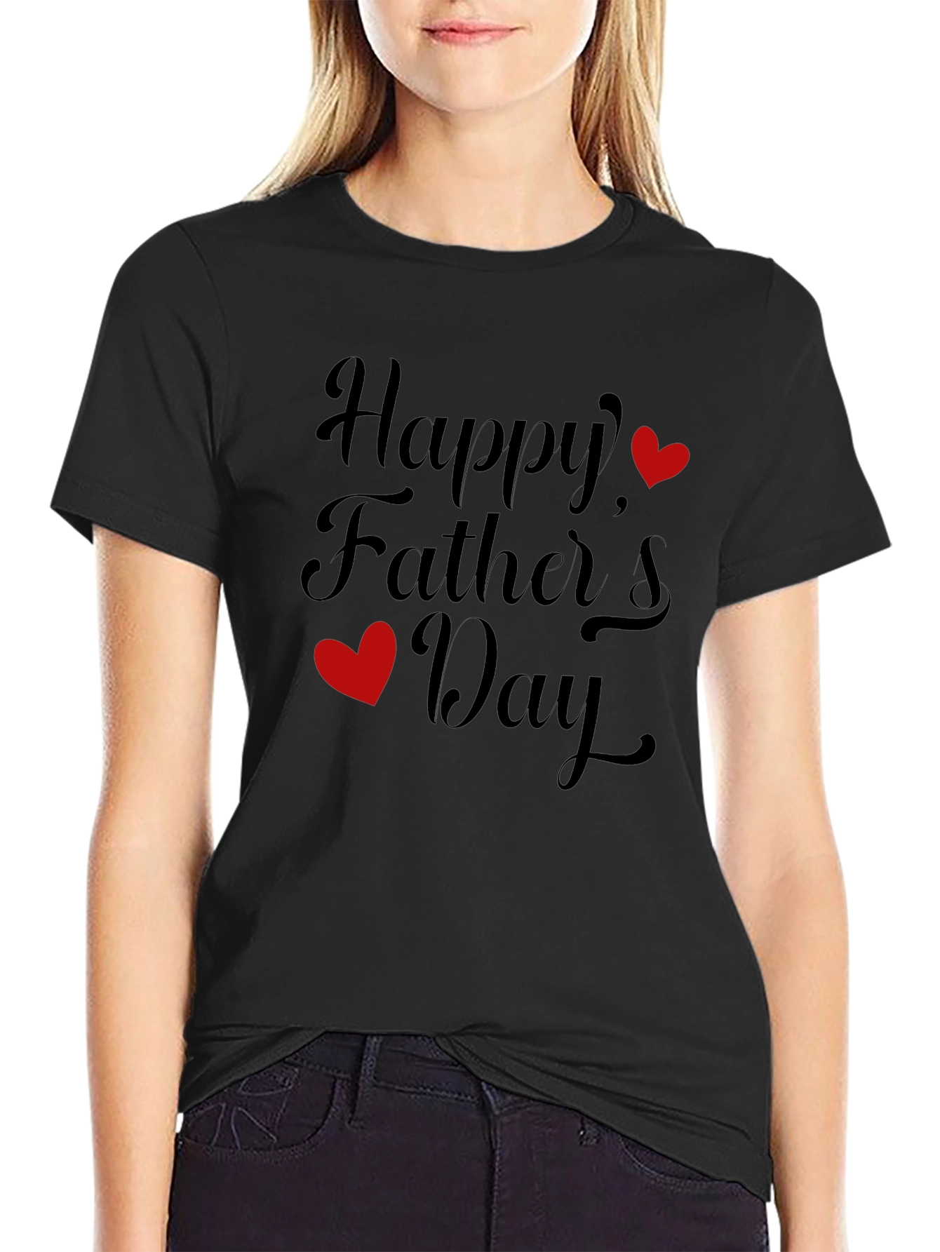 Happy Fathers Day Black Graphic T-Shirt