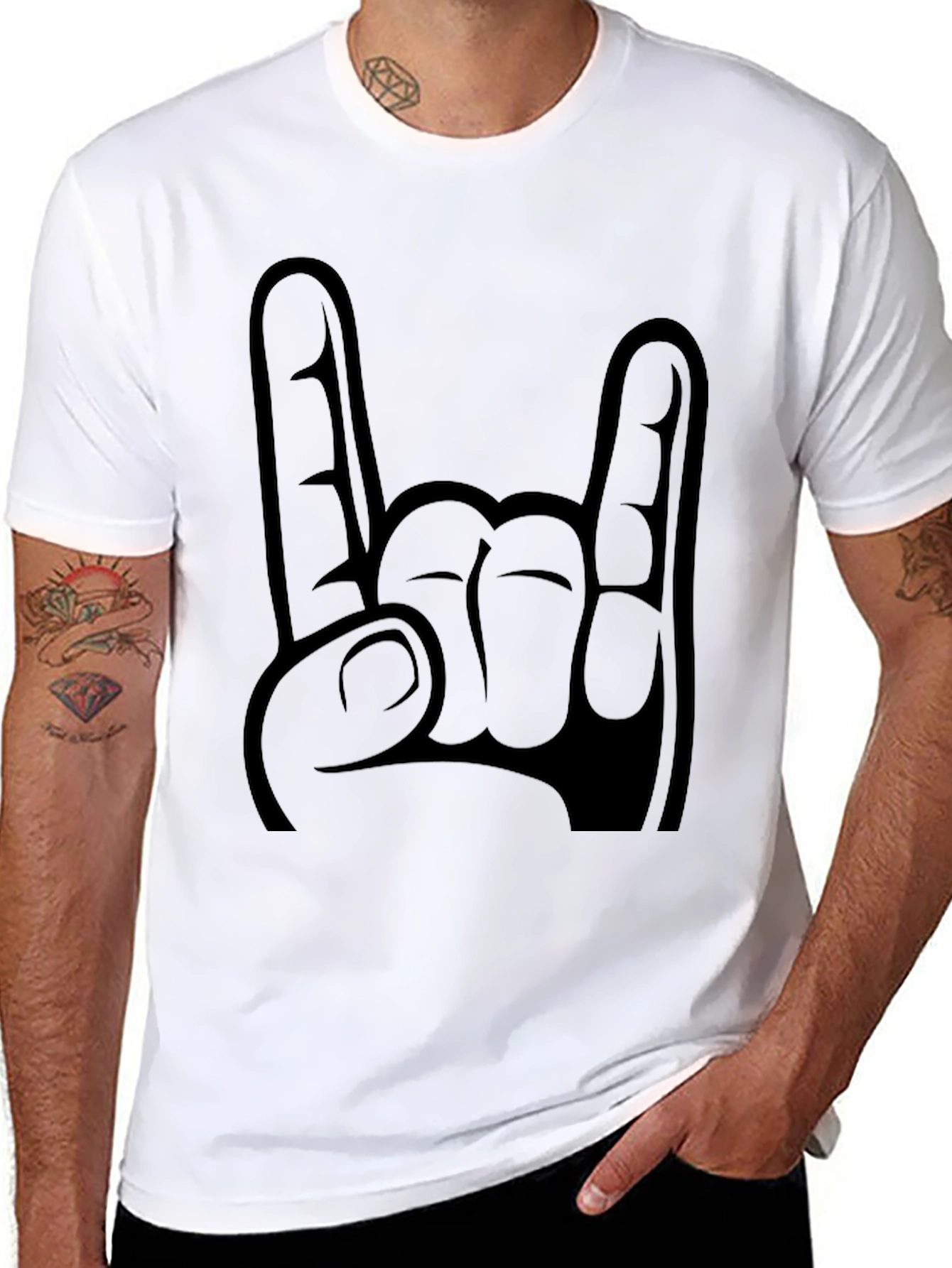 Rock On Hand Graphic Tee - Black