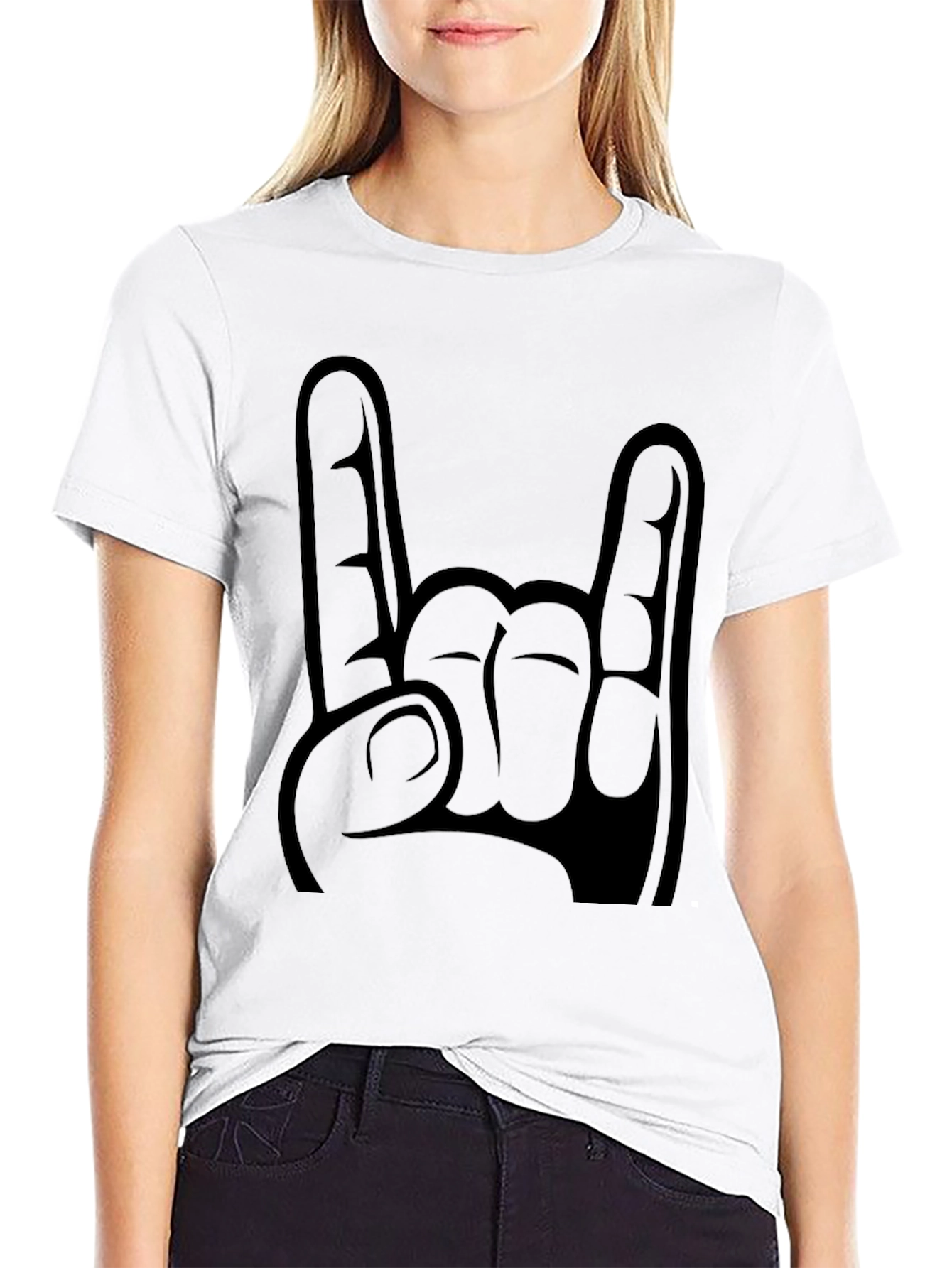 Rock On Hand Graphic Tee - Black