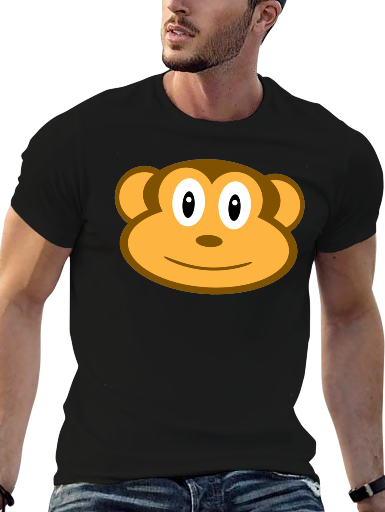 Monkey Face Graphic Black T-Shirt