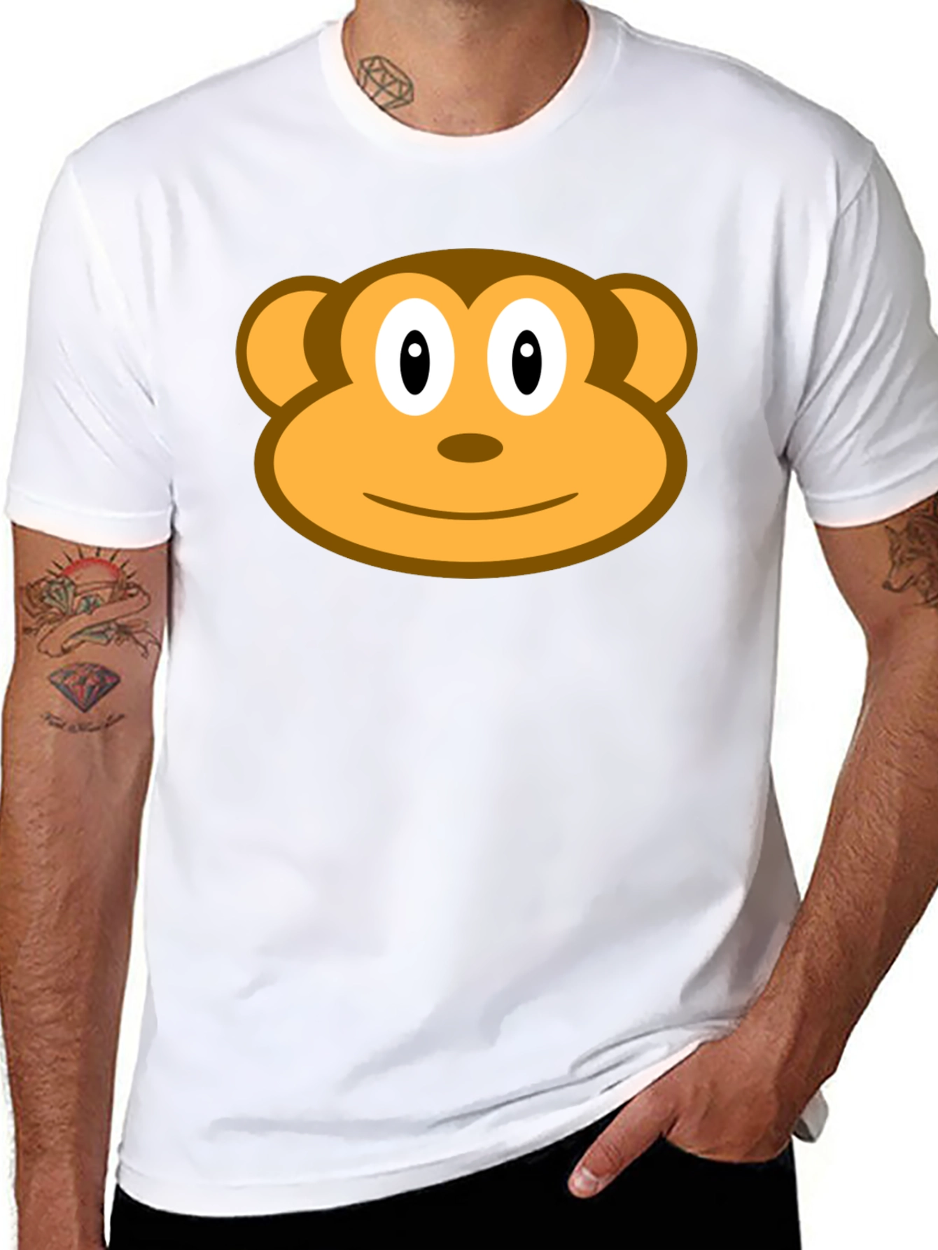 Monkey Face Graphic Black T-Shirt