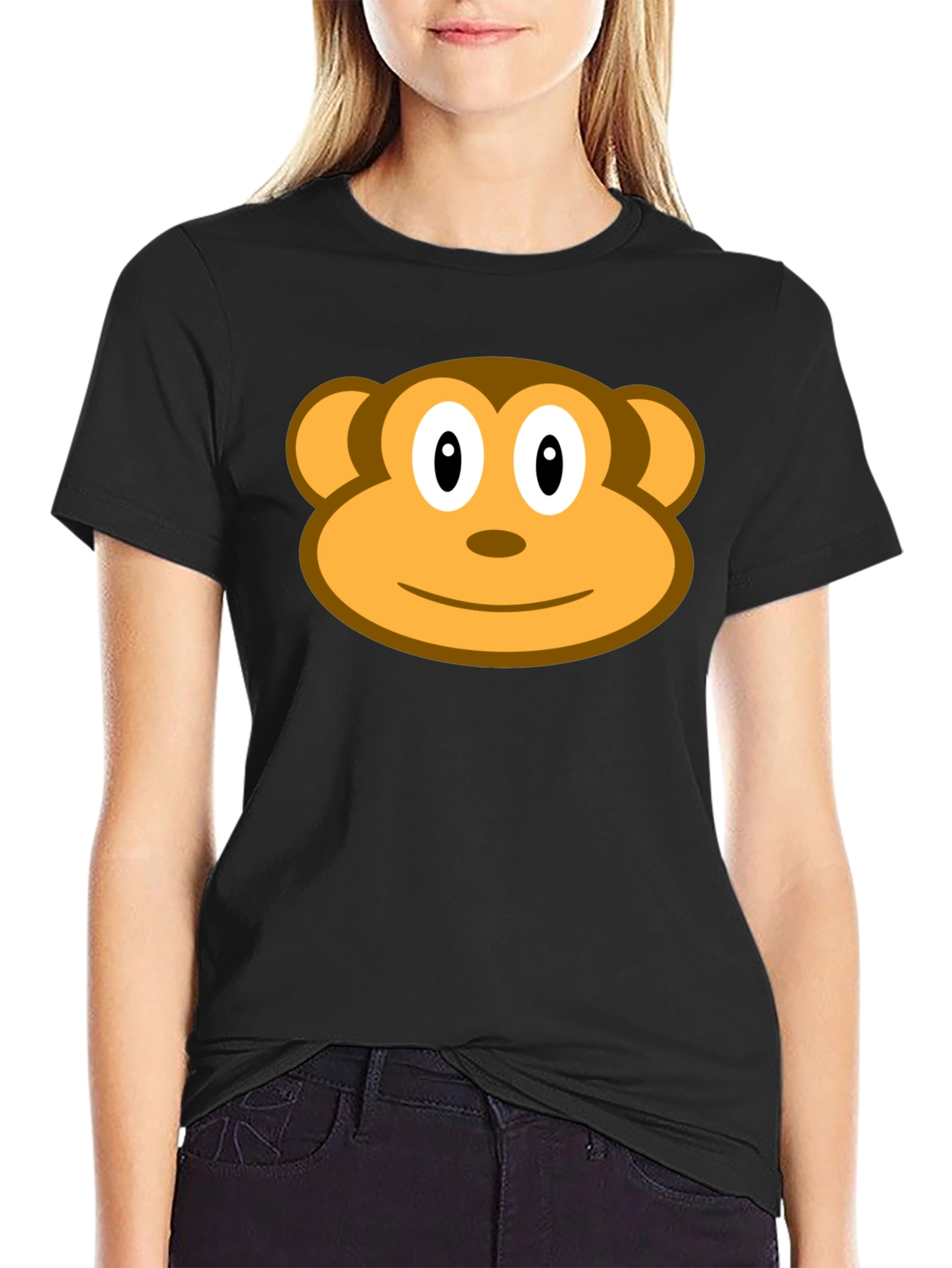 Monkey Face Graphic Black T-Shirt