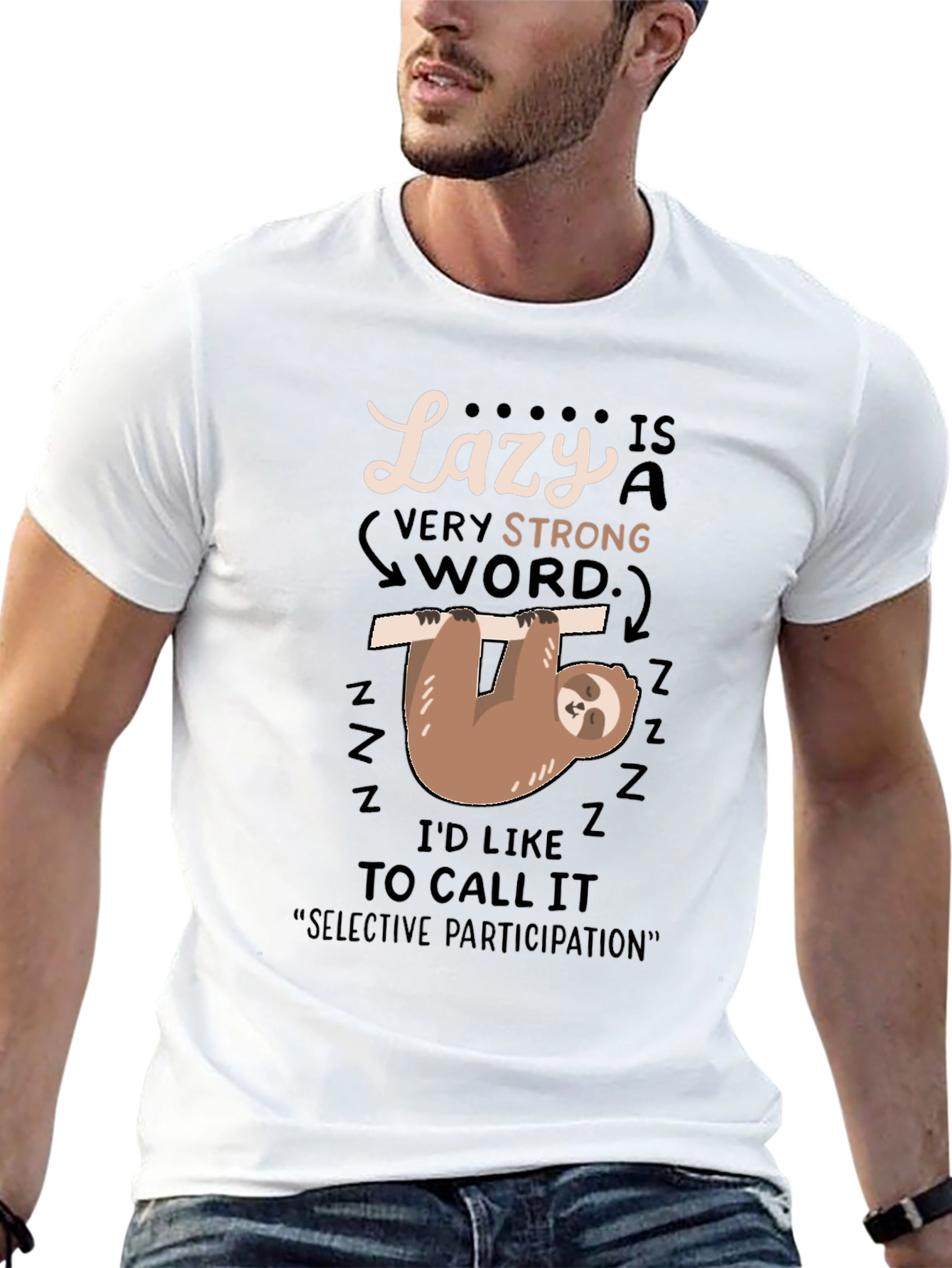 Lazy Sloth Graphic T-Shirt - Relaxed Fit