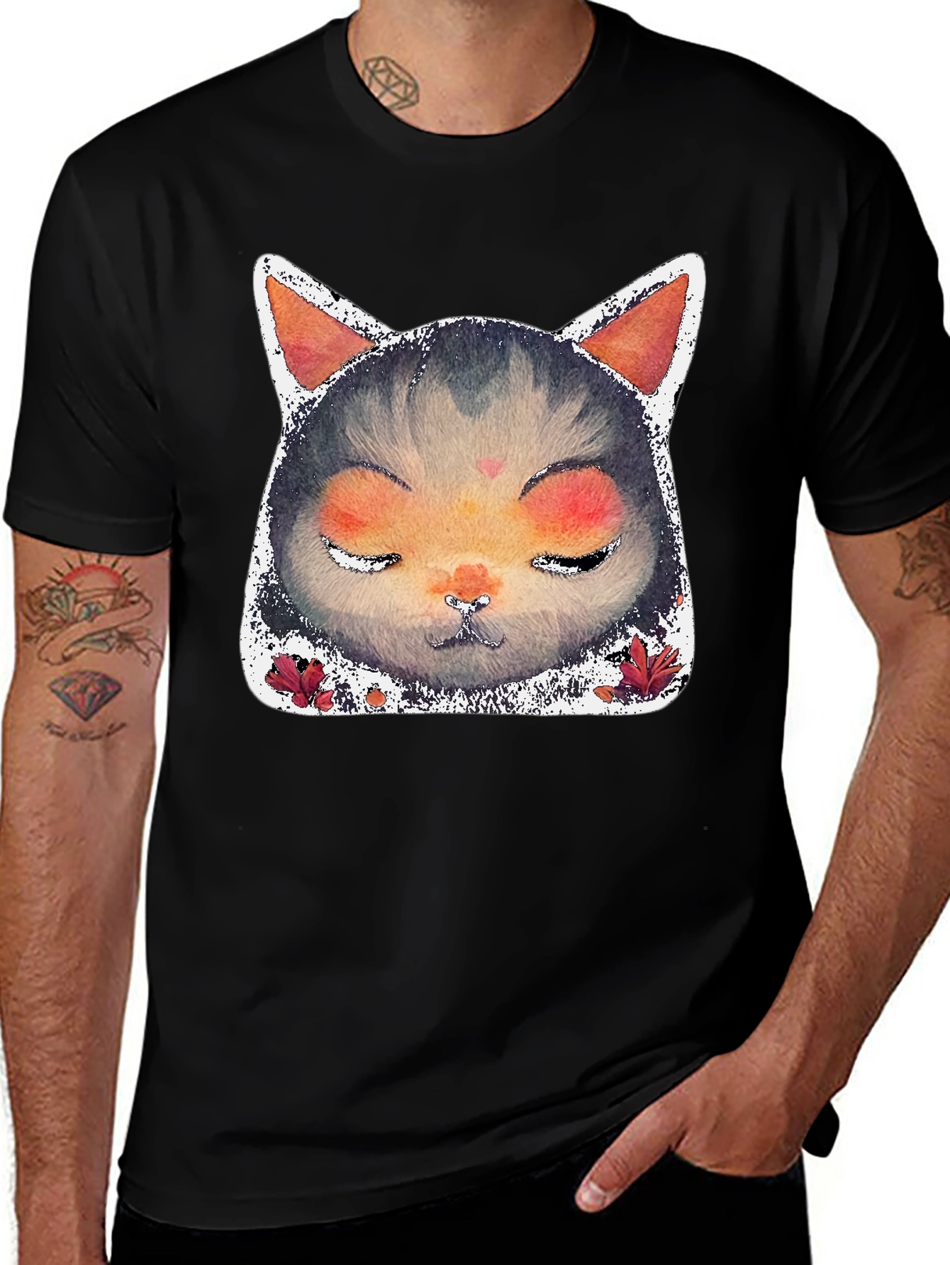 Zen Cat Graphic Tee - Unisex Black T-Shirt