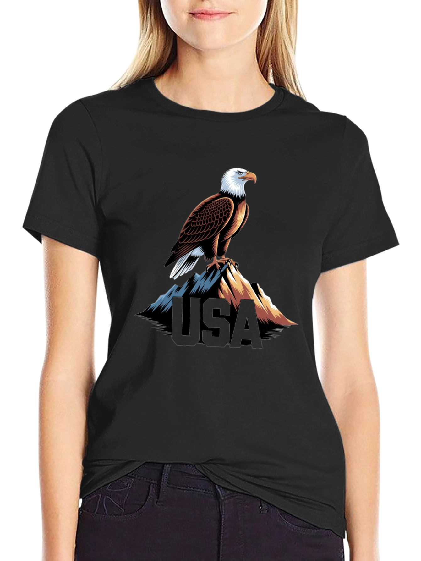 USA Eagle Graphic Black T-Shirt