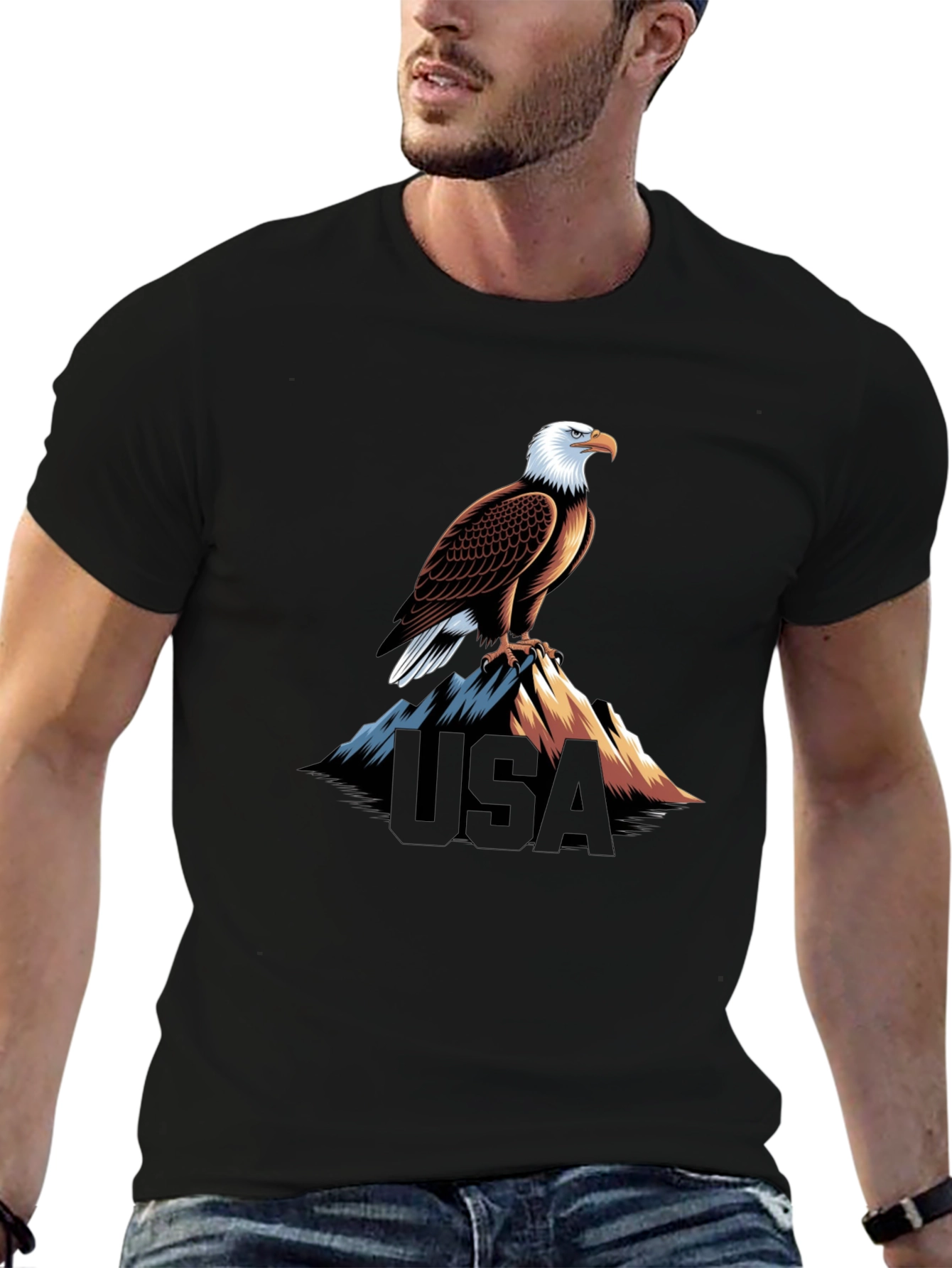 USA Eagle Graphic Black T-Shirt