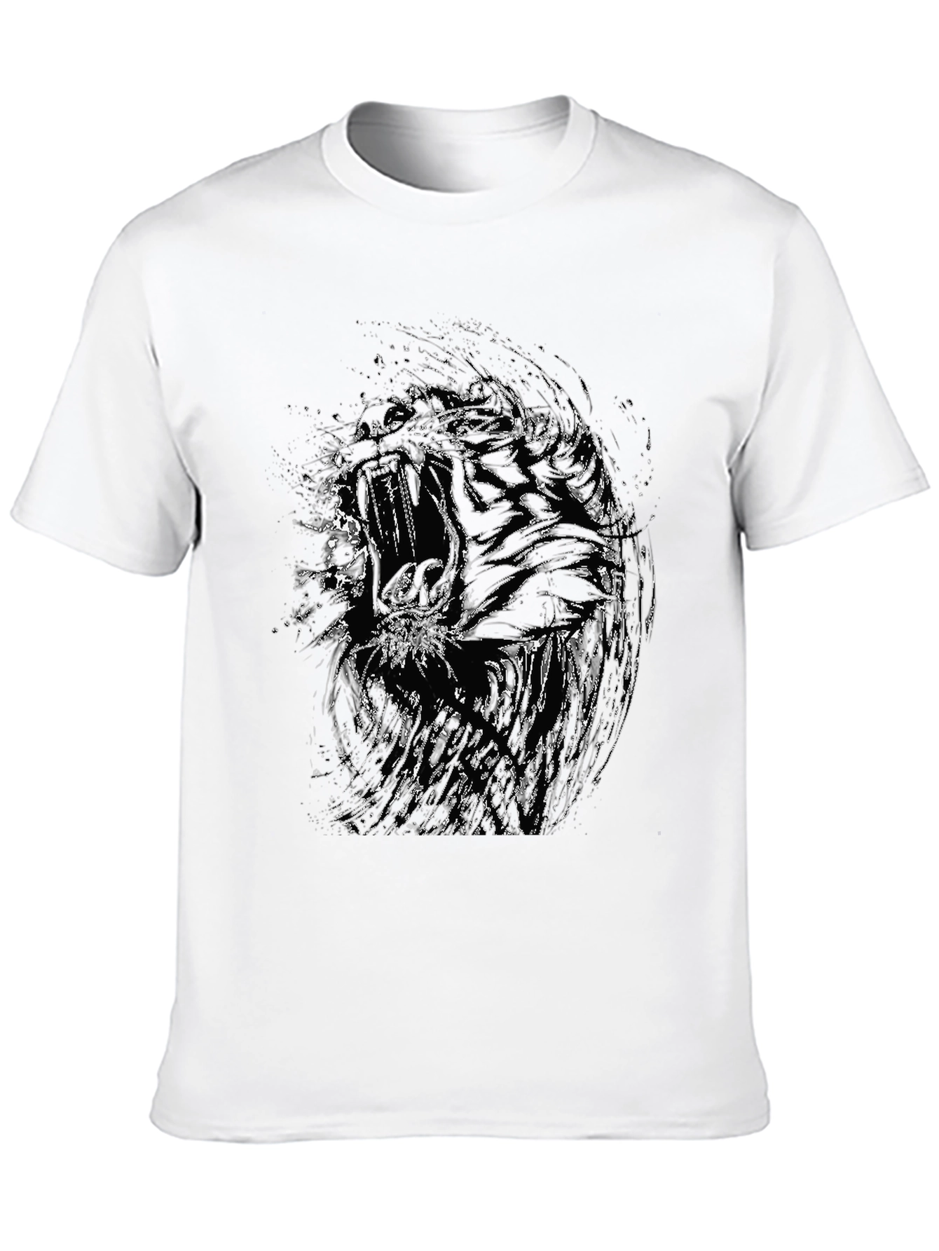 Distressed Tiger Graphic Black Tee