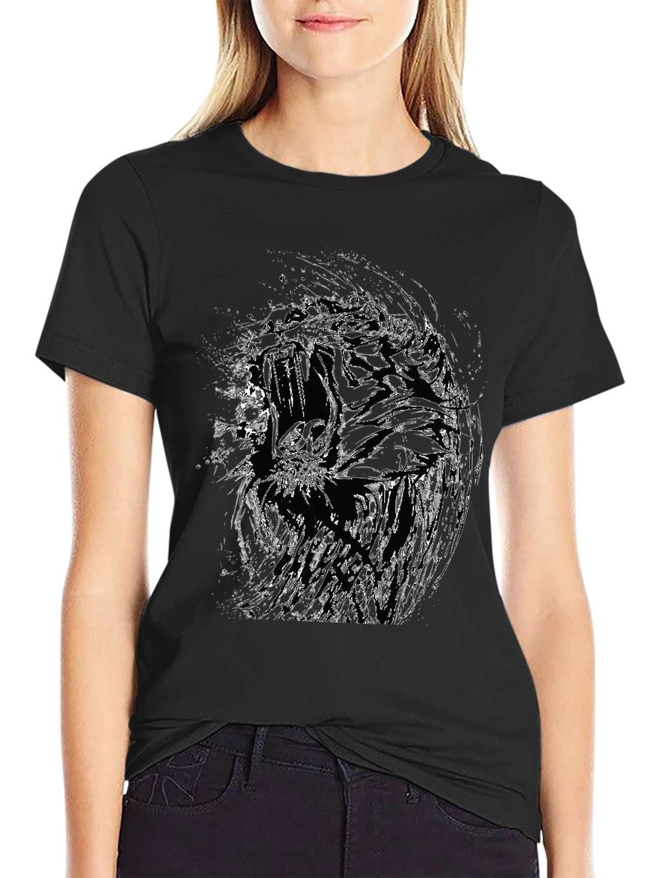 Distressed Tiger Graphic Black Tee