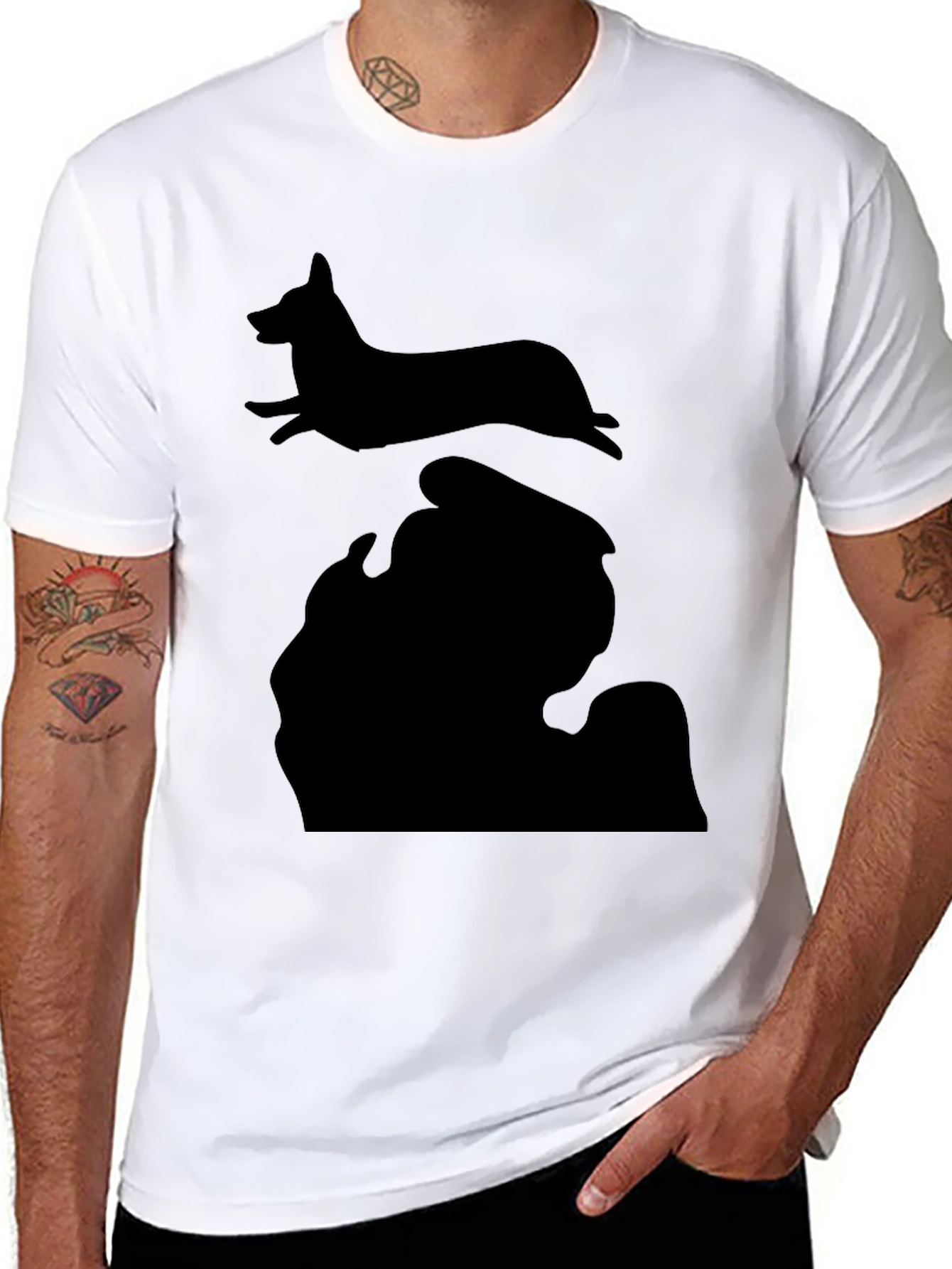 Michigan Dog Silhouette Black T-Shirt