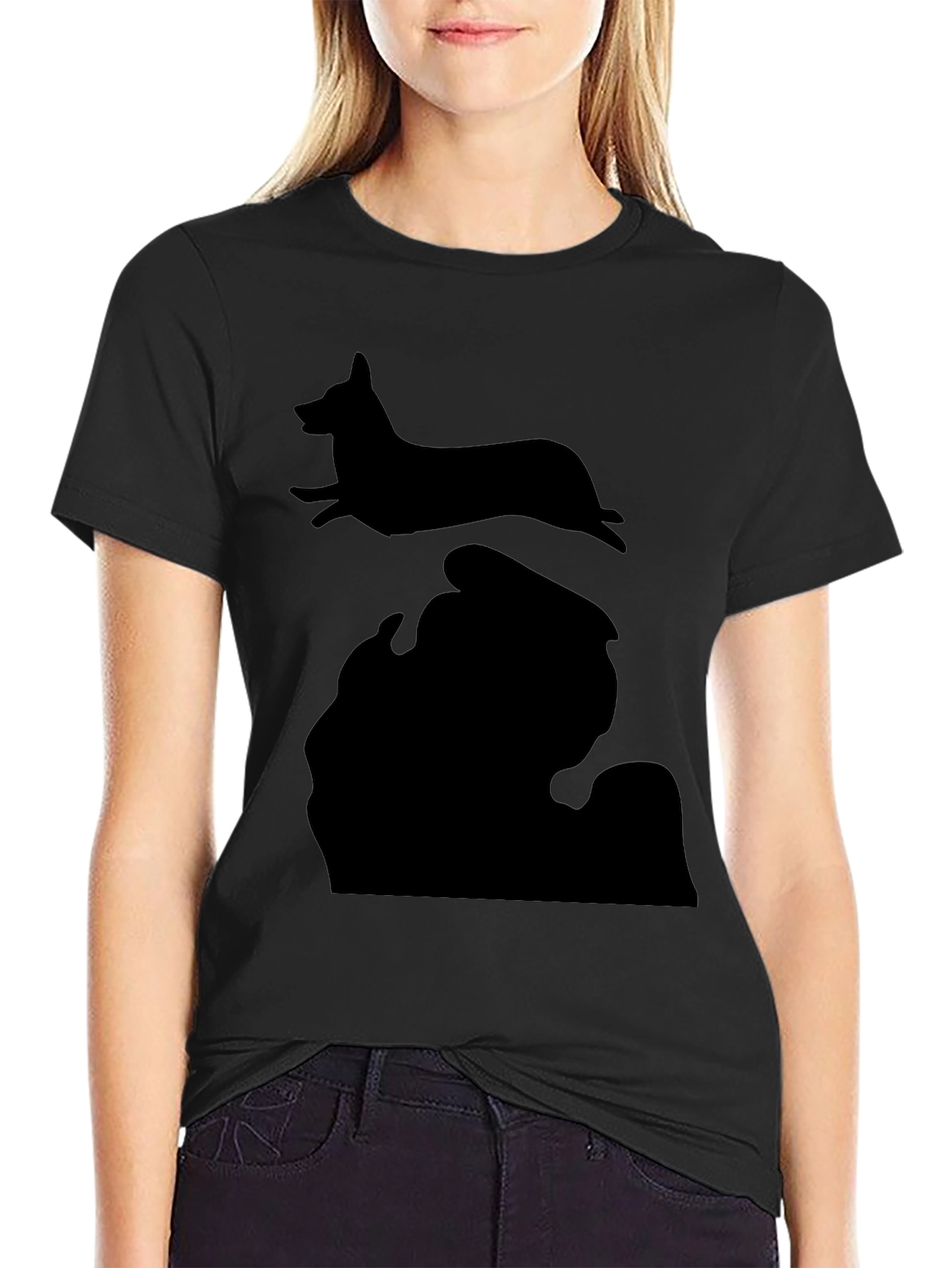 Michigan Dog Silhouette Black T-Shirt