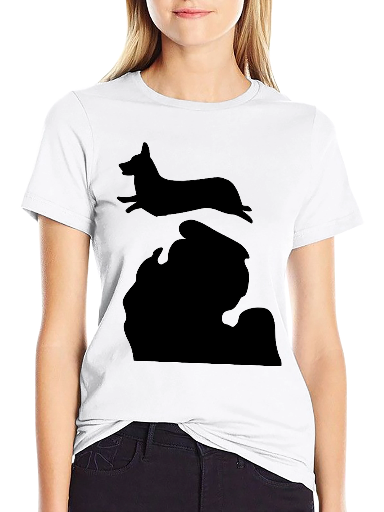 Michigan Dog Silhouette Black T-Shirt
