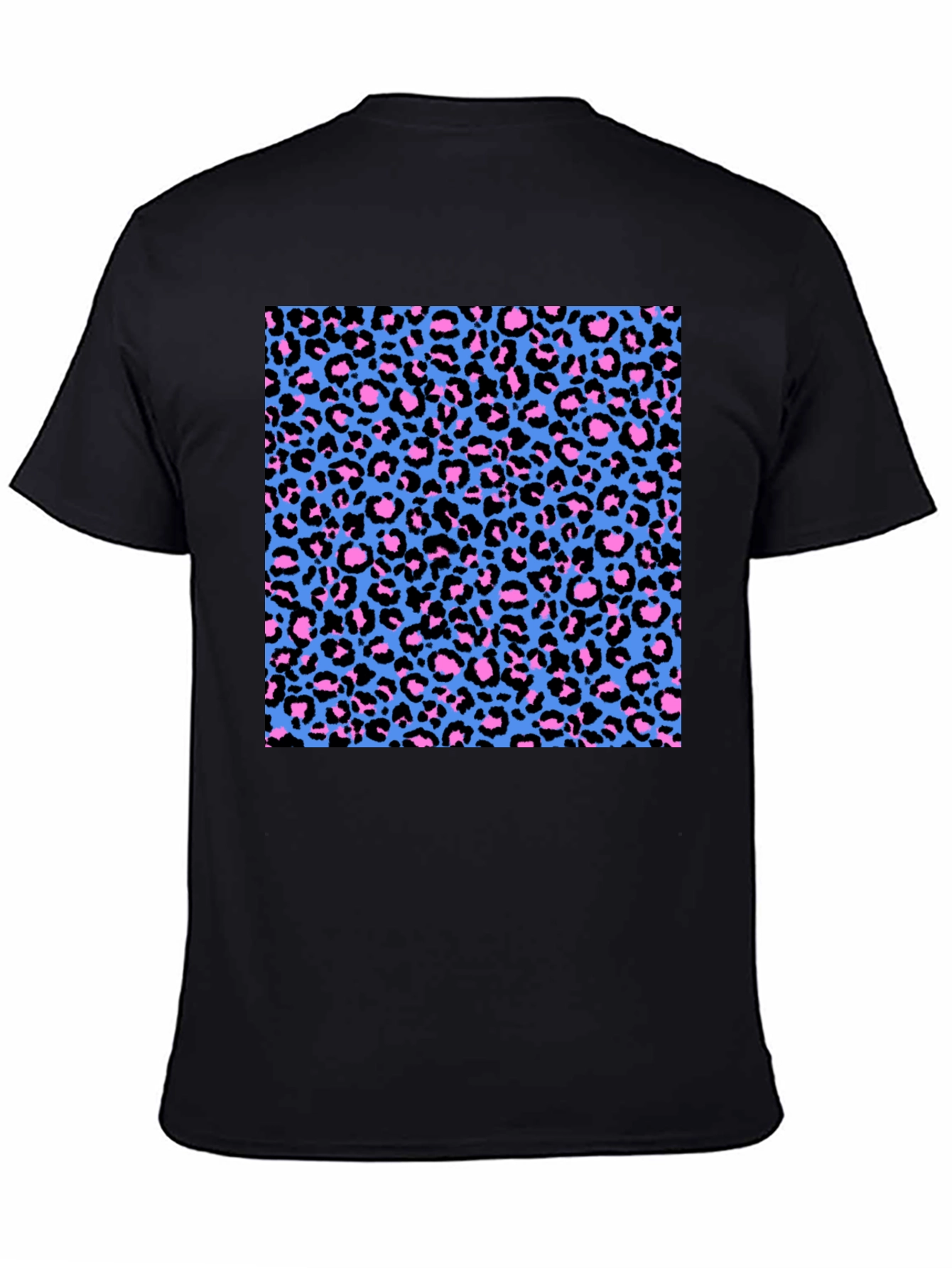 Leopard Print Tee - Black with Bright Pattern
