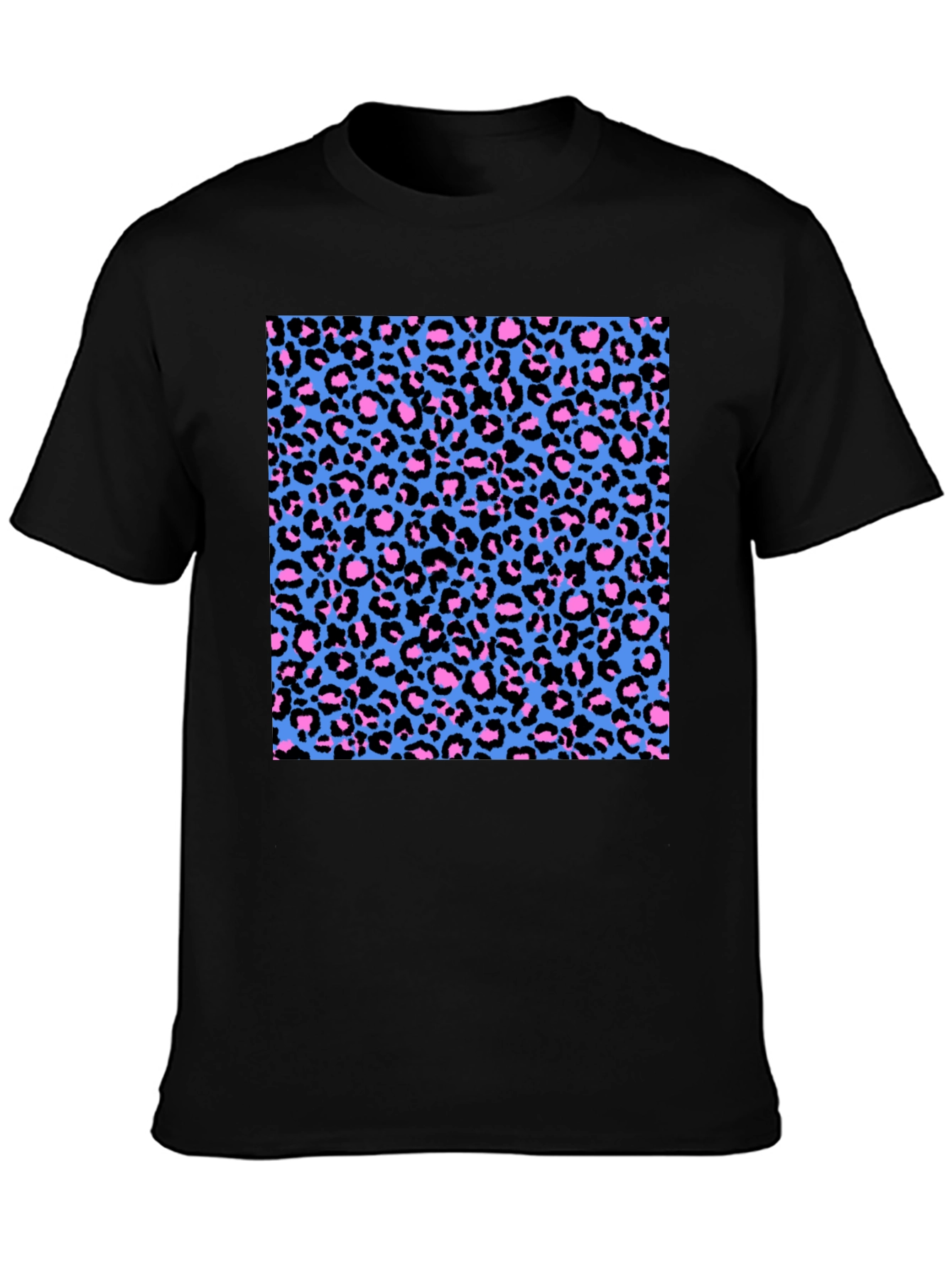 Leopard Print Tee - Black with Bright Pattern