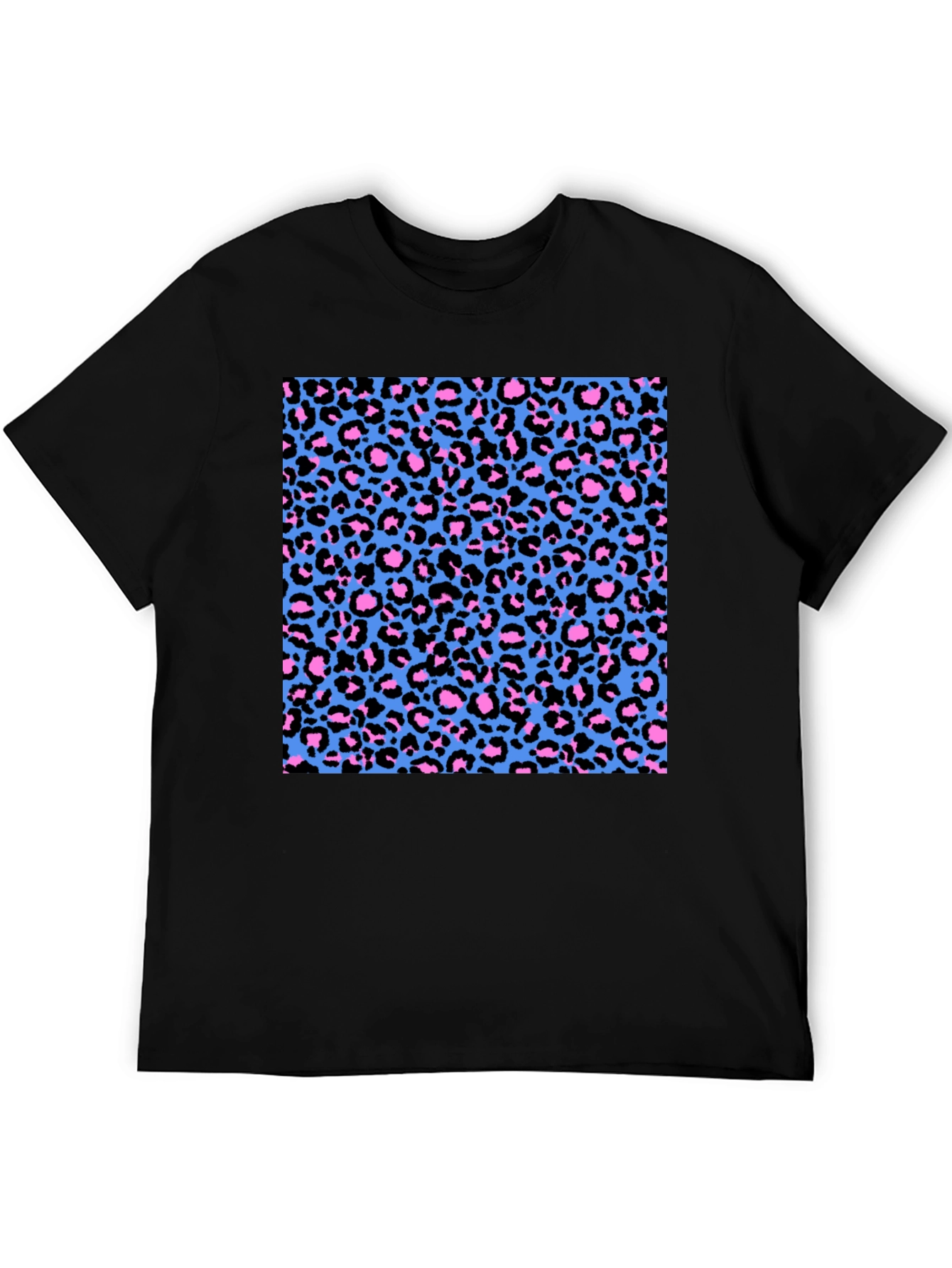 Leopard Print Tee - Black with Bright Pattern