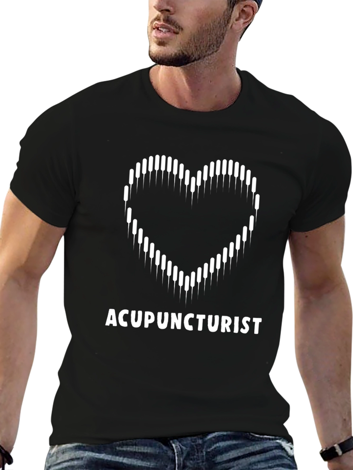 Acupuncturist Heart T-Shirt - Black Cotton Tee