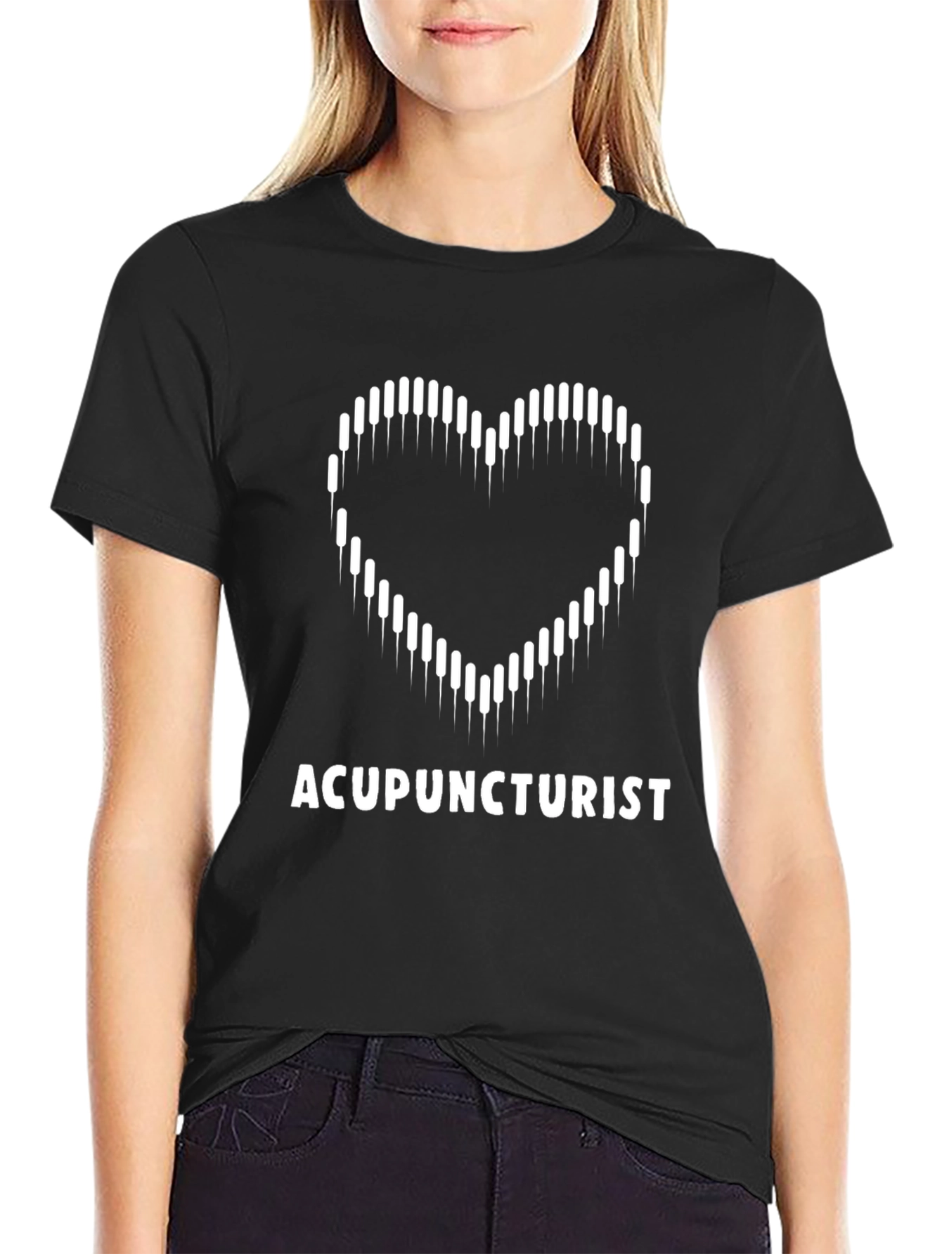 Acupuncturist Heart T-Shirt - Black Cotton Tee