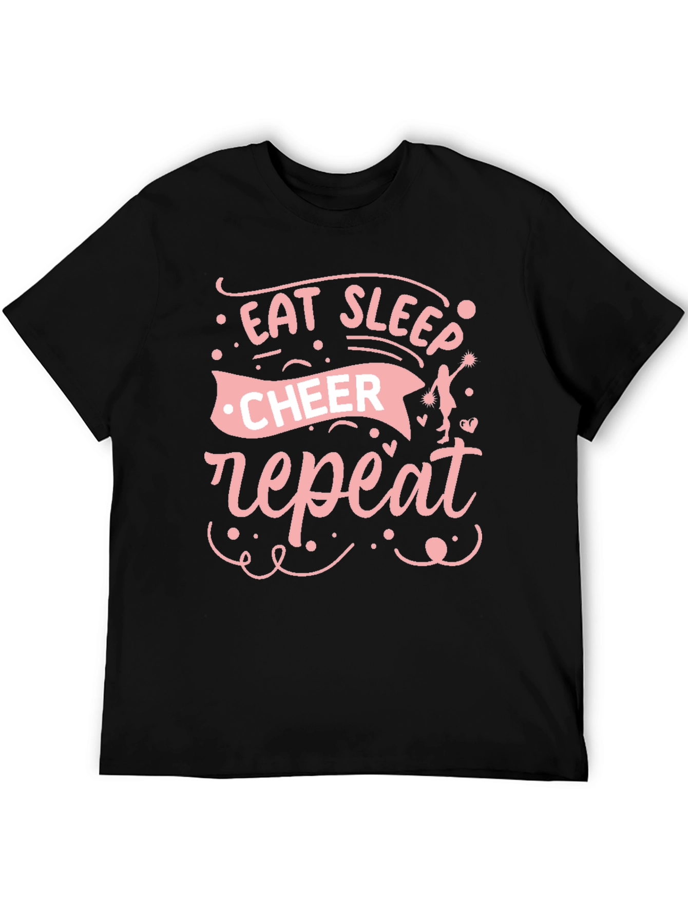 Eat Sleep Cheer Repeat Black T-Shirt