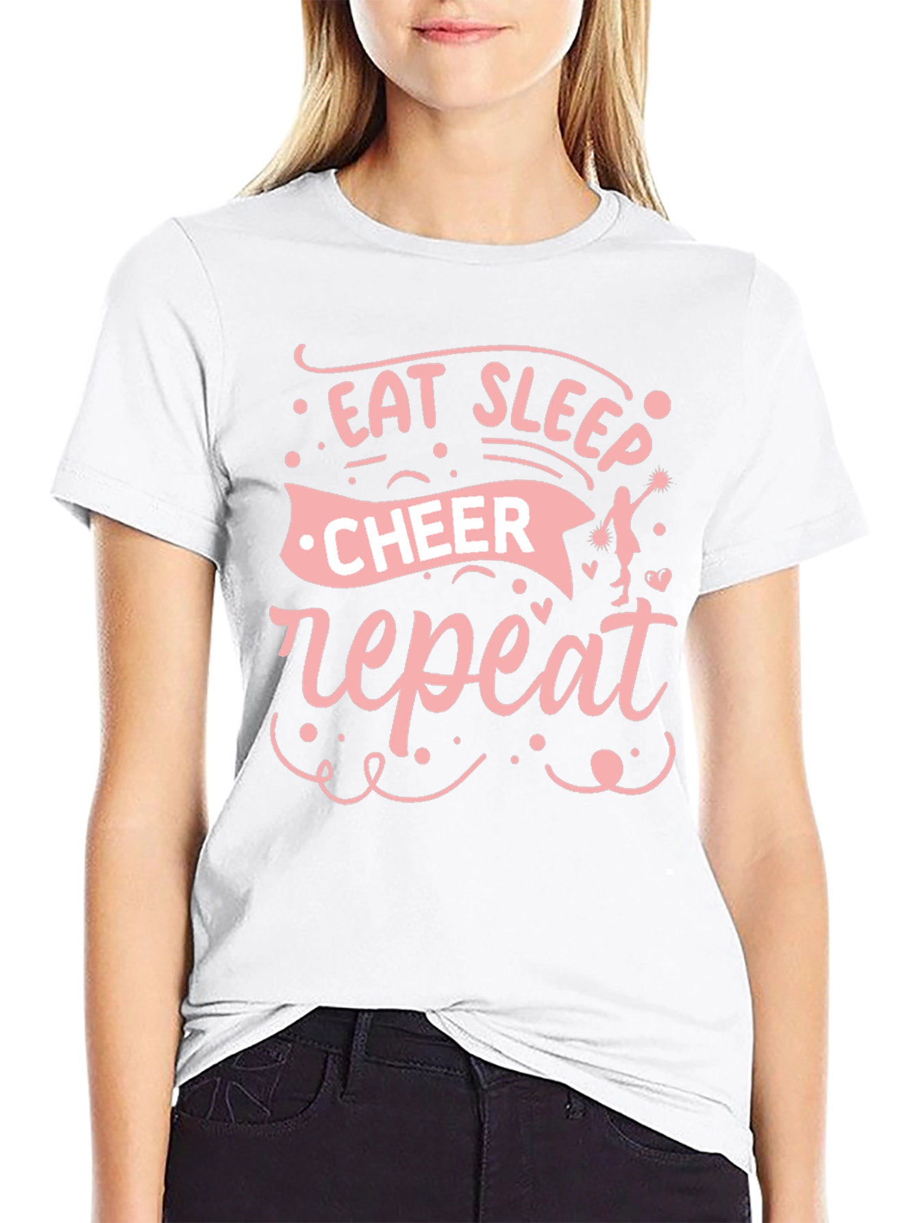 Eat Sleep Cheer Repeat Black T-Shirt