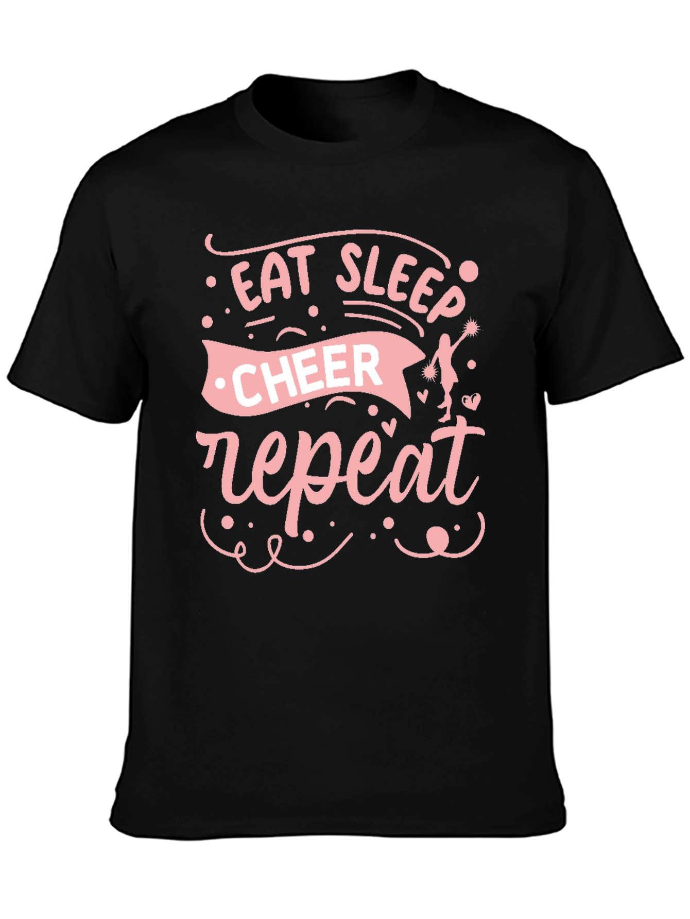 Eat Sleep Cheer Repeat Black T-Shirt