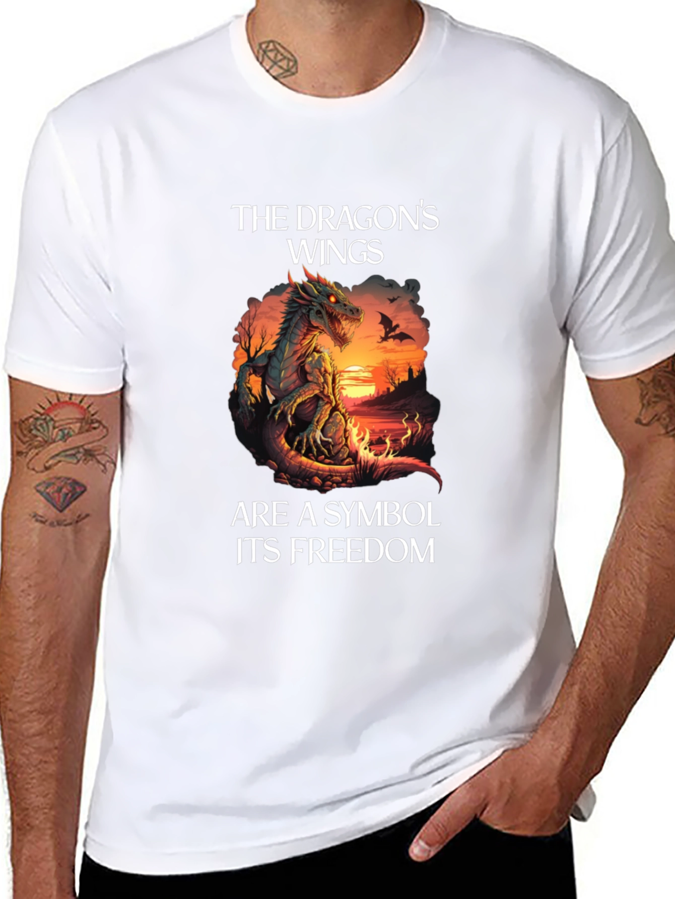 Dragons Wings Symbol Graphic Tee - Black