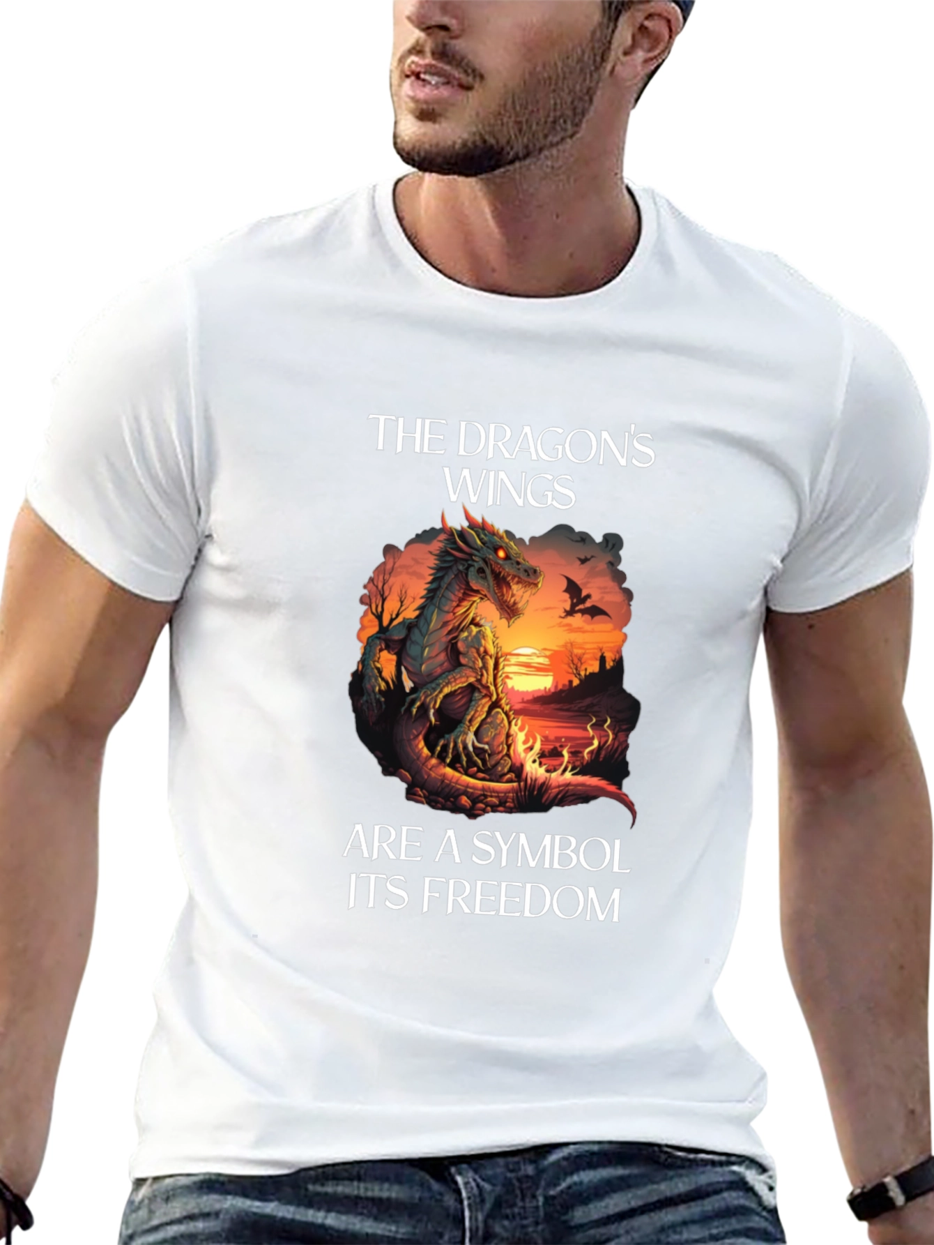 Dragons Wings Symbol Graphic Tee - Black