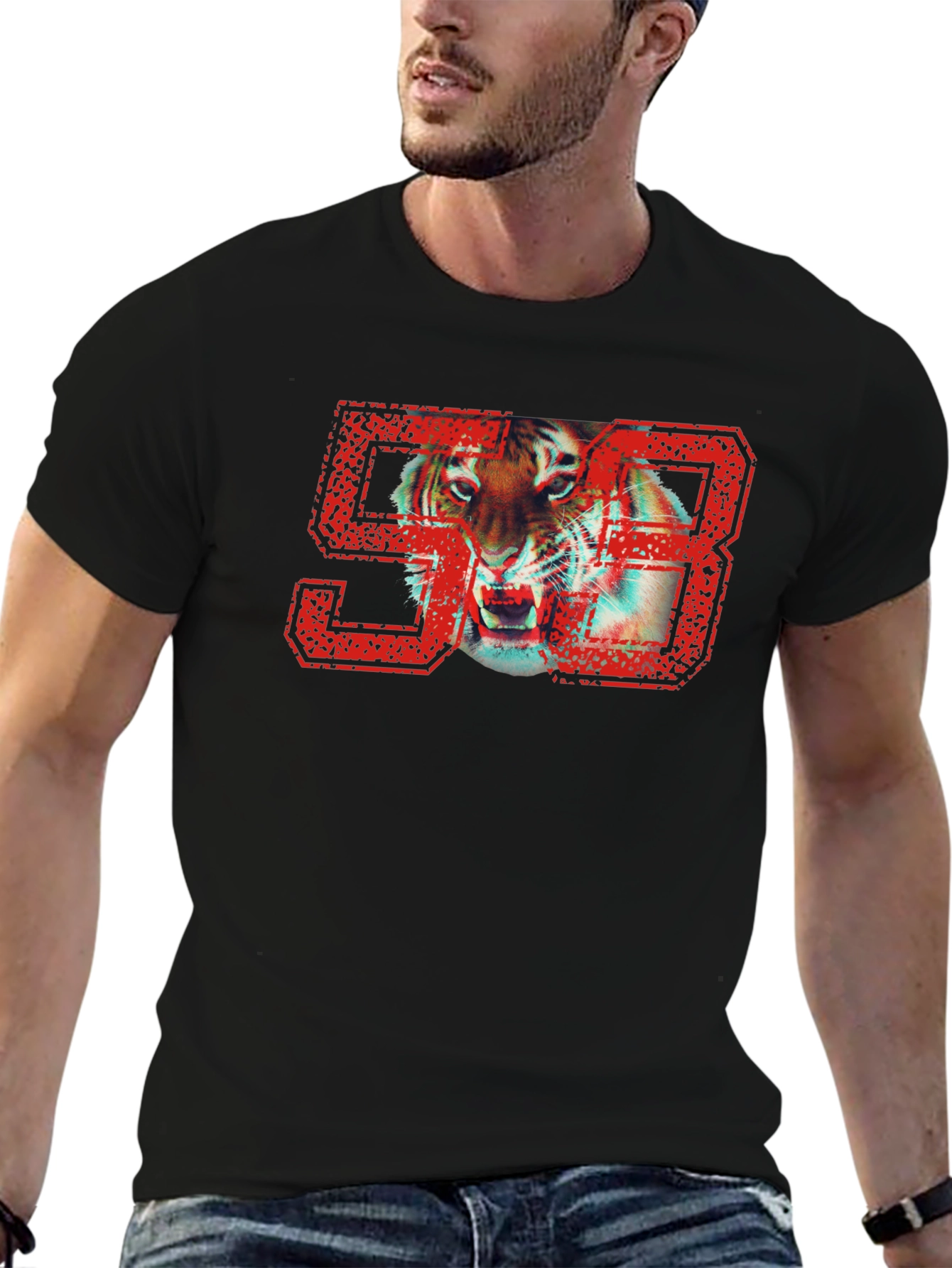 Tiger 93 Graphic Print Black T-Shirt