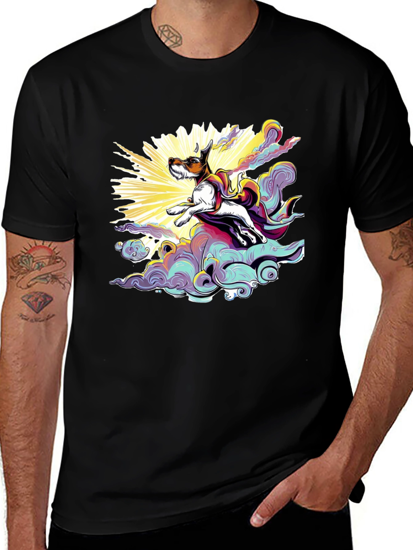 Dog Superhero T-Shirt - Black Cotton Tee