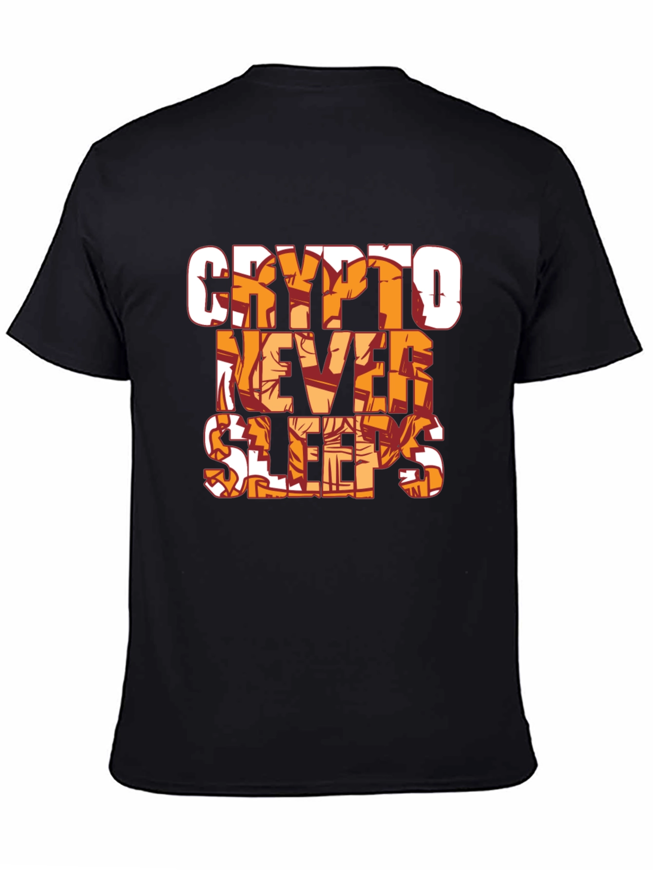 Crypto Never Sleeps Black T-Shirt
